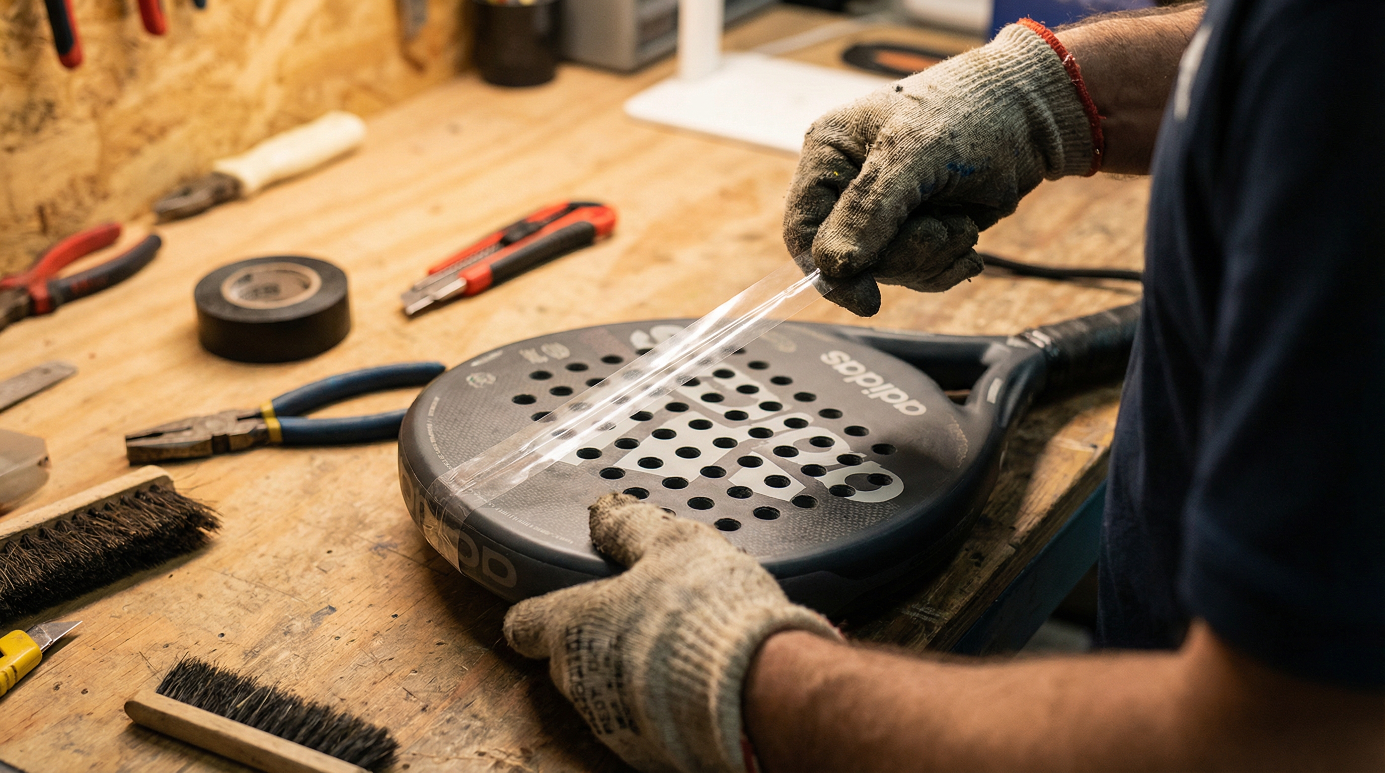 padel racket tape application