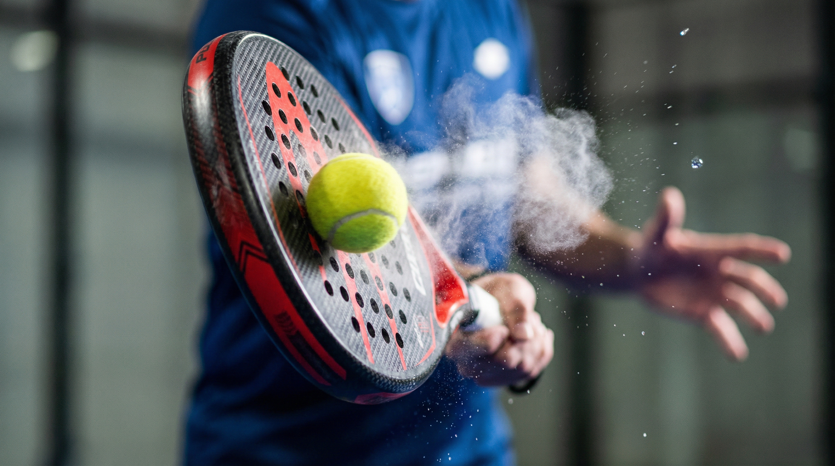 padel racket ball impact shot
