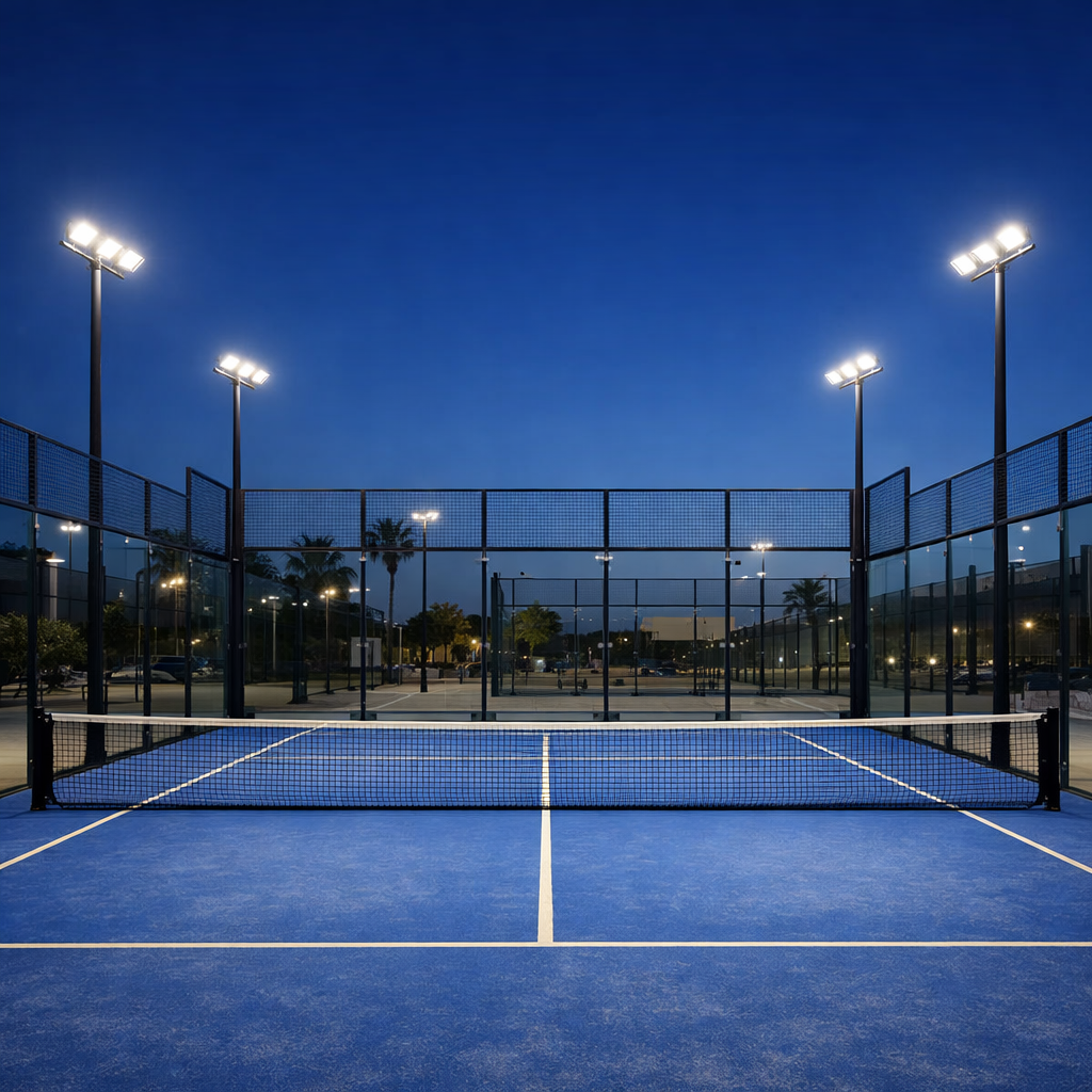 padel court evening photorealistic