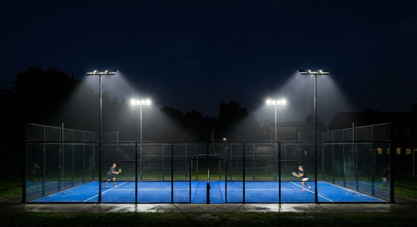nighttime padel court led lighting