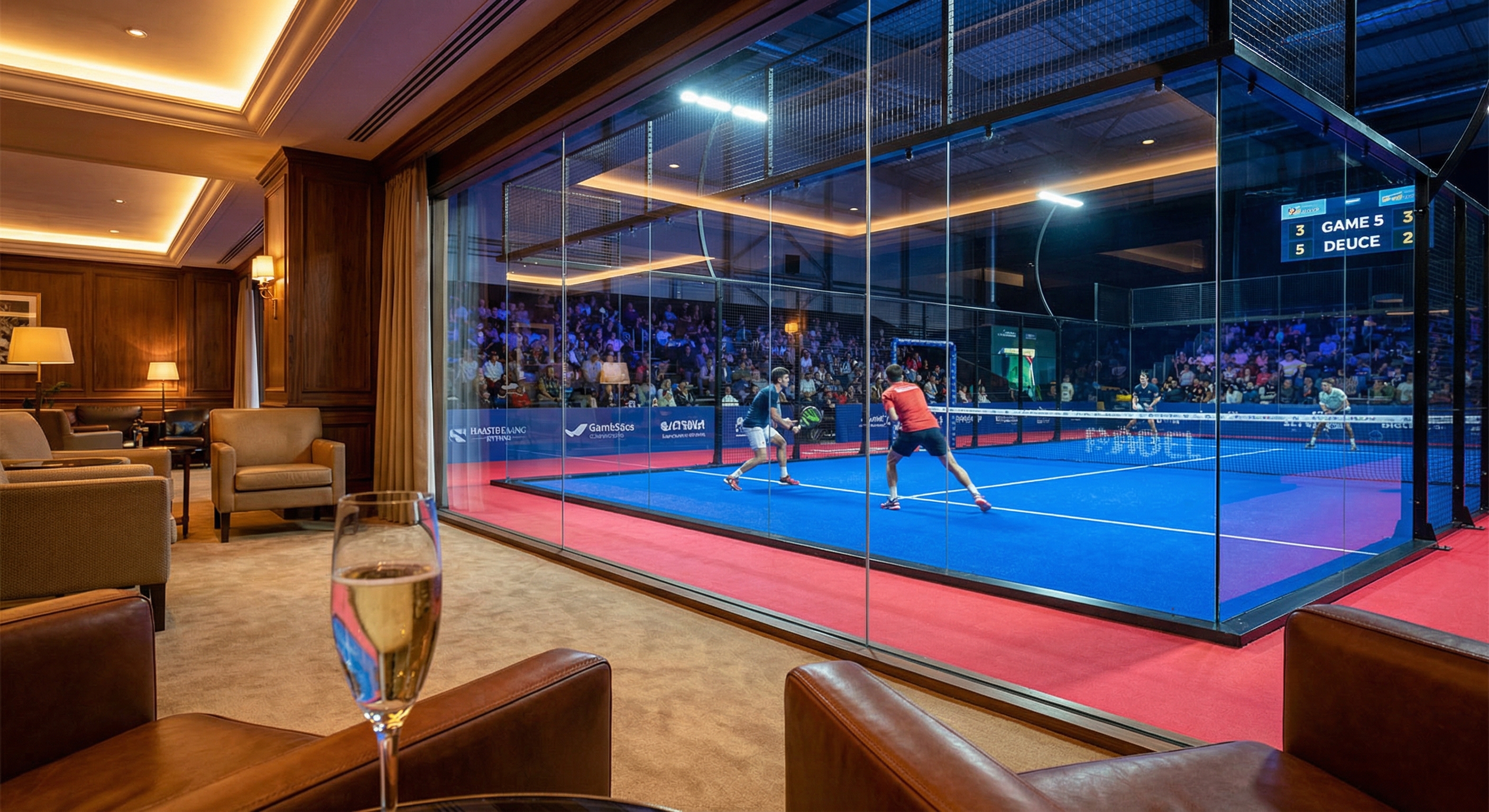 luxury padel court spectator view