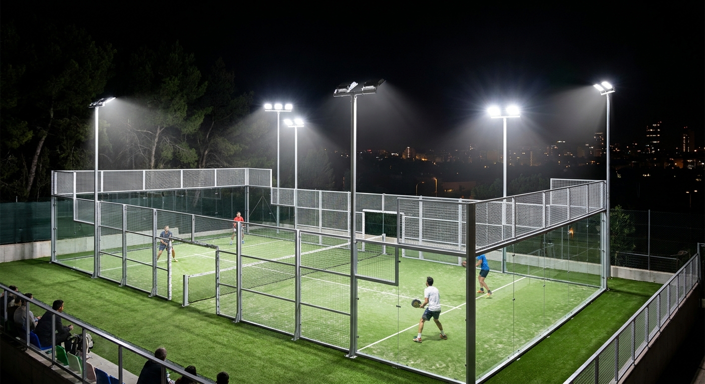Padel court night lighting