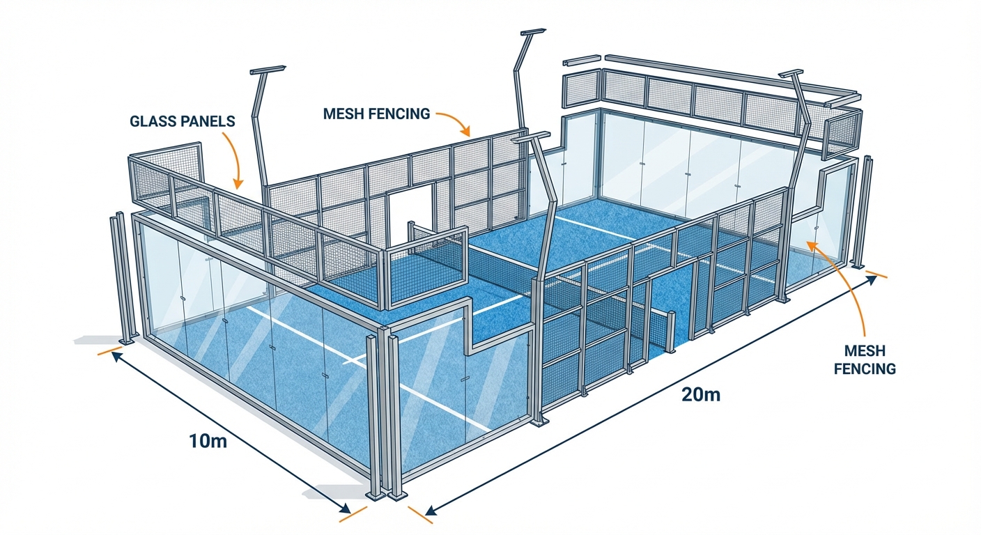 padel court technical diagram
