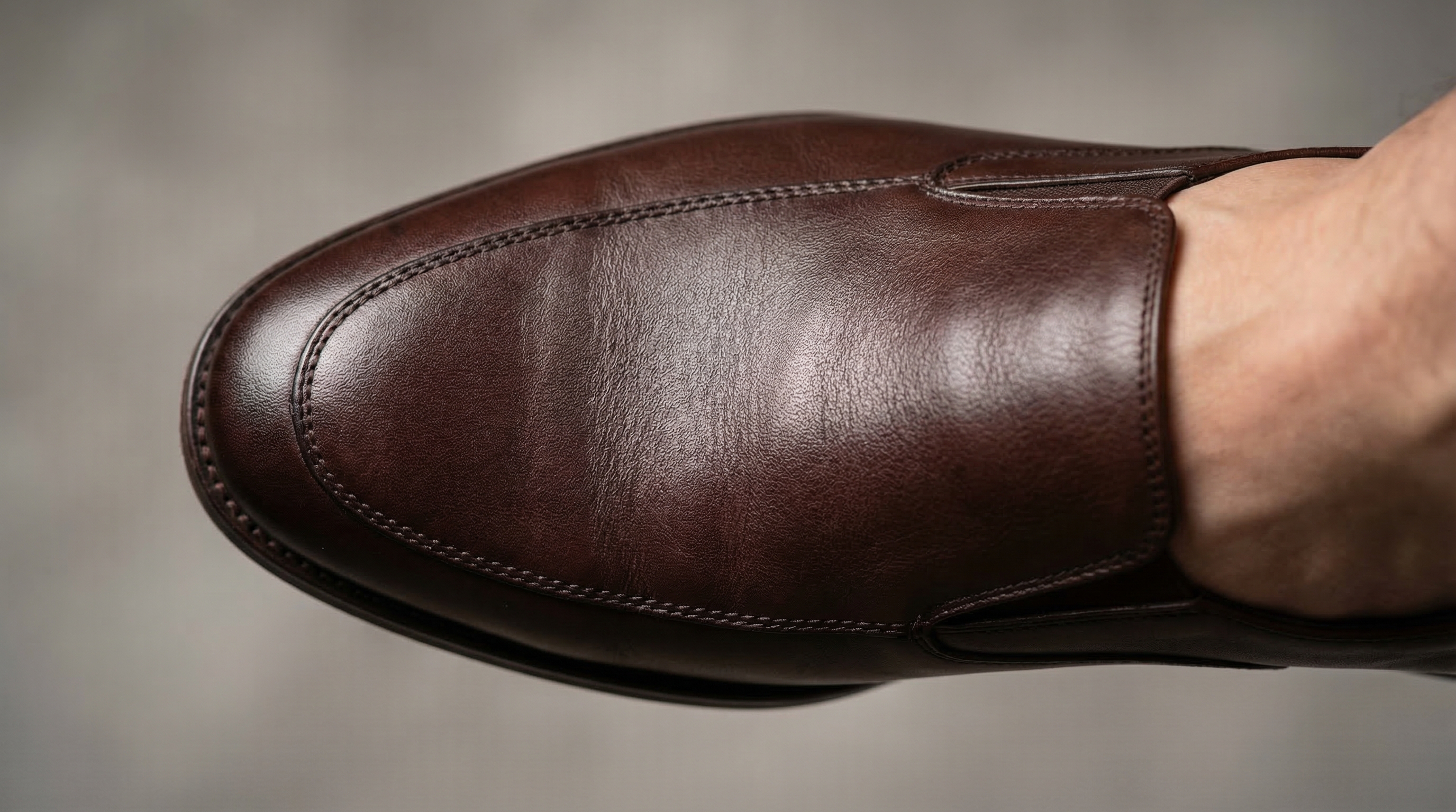 Premium leather dress shoe close up