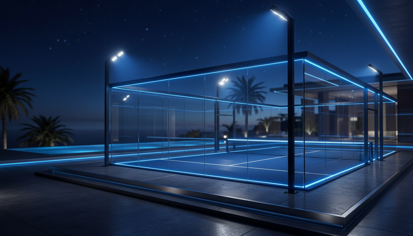 padel court led lighting twilight