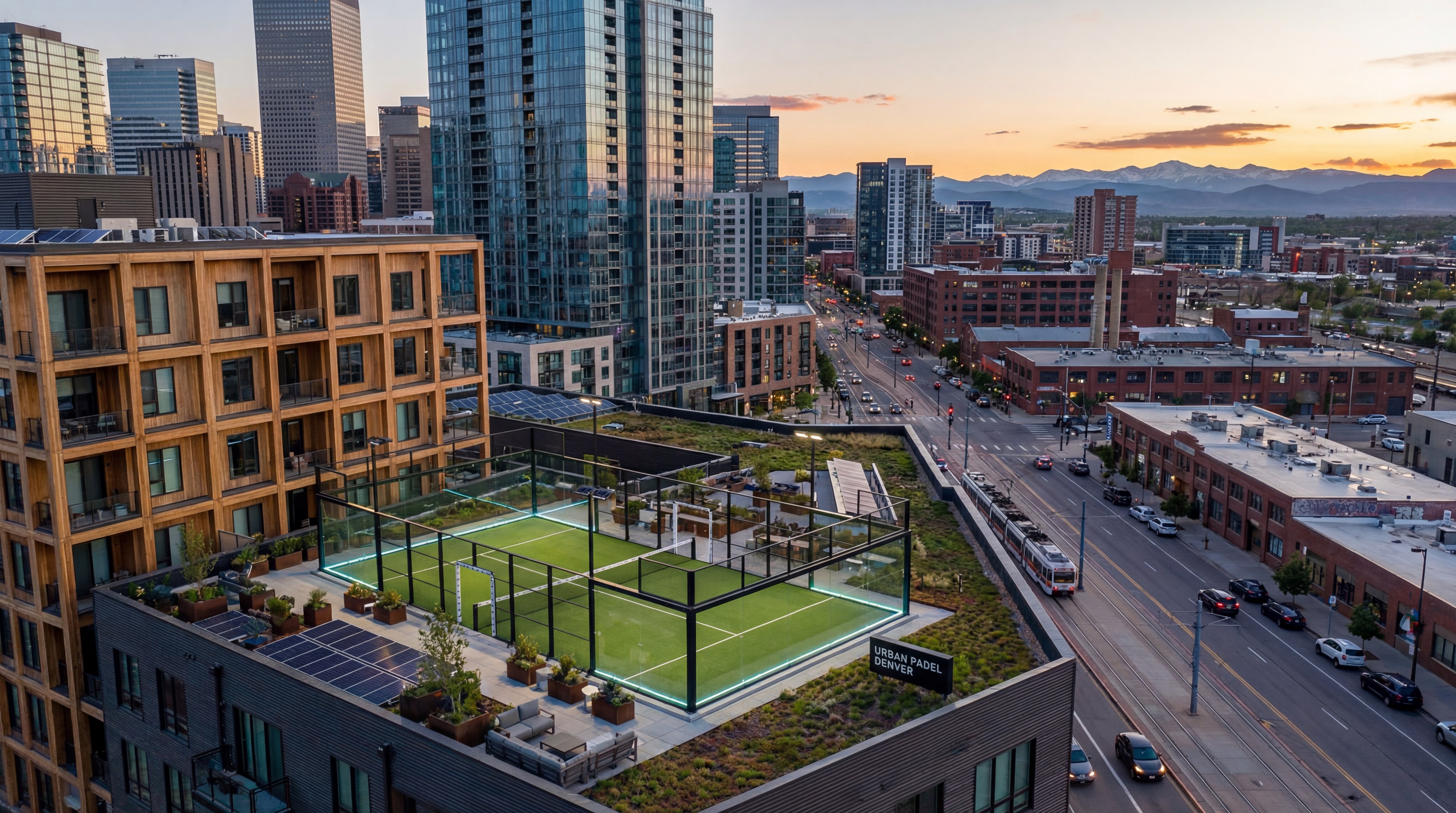 Urban rooftop padel denver installation