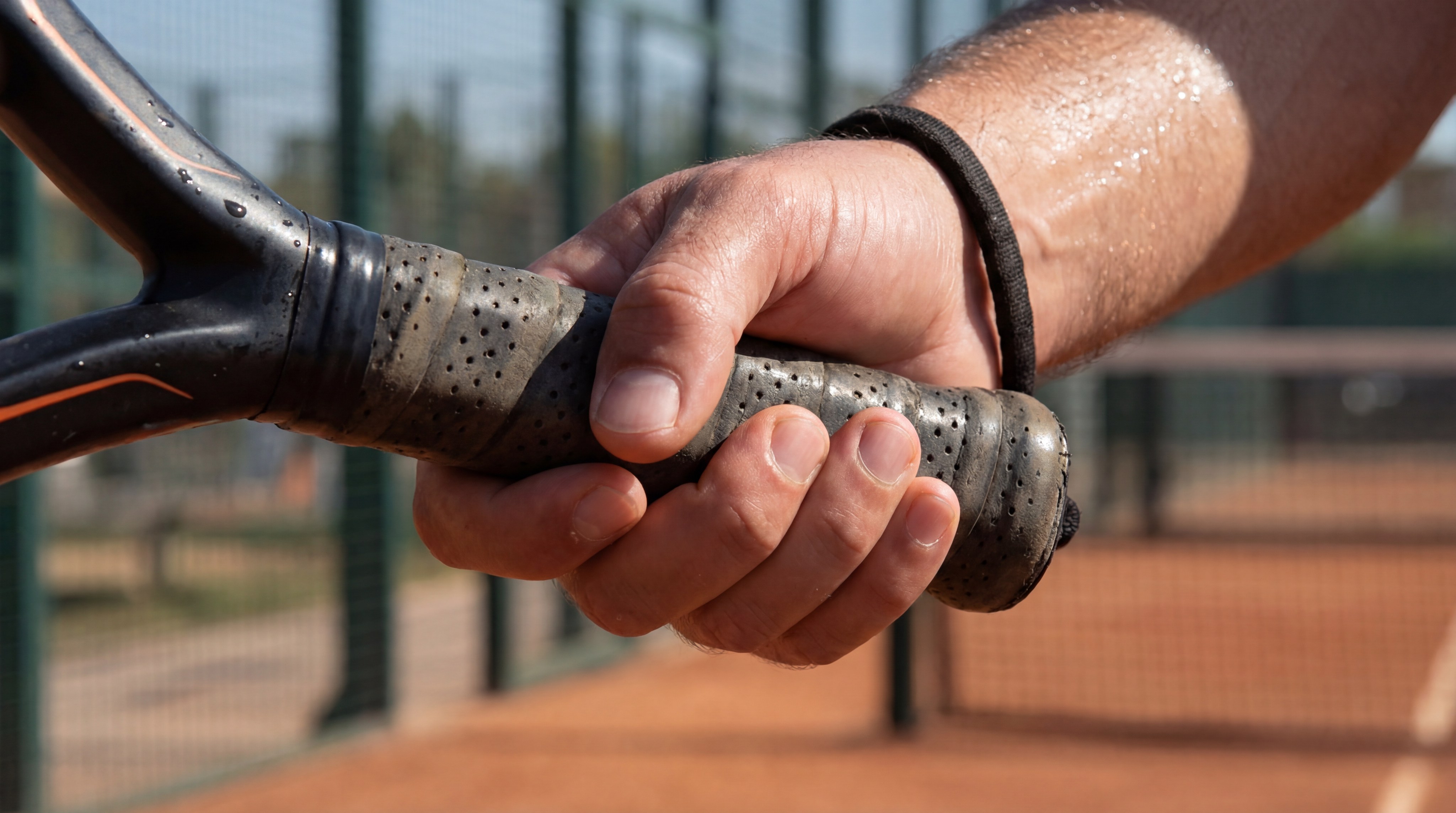 padel racket grip closeup