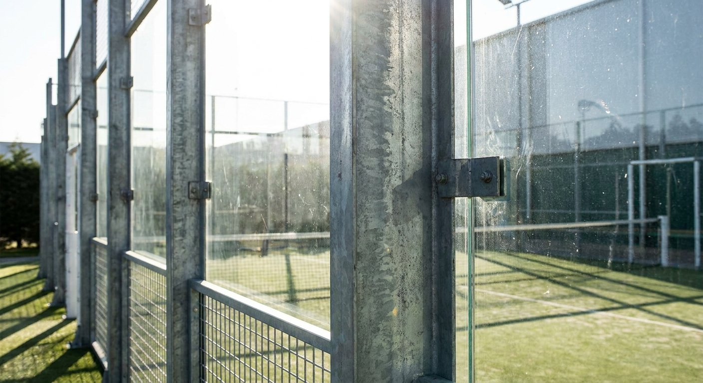 Durability closeup of steel and glass