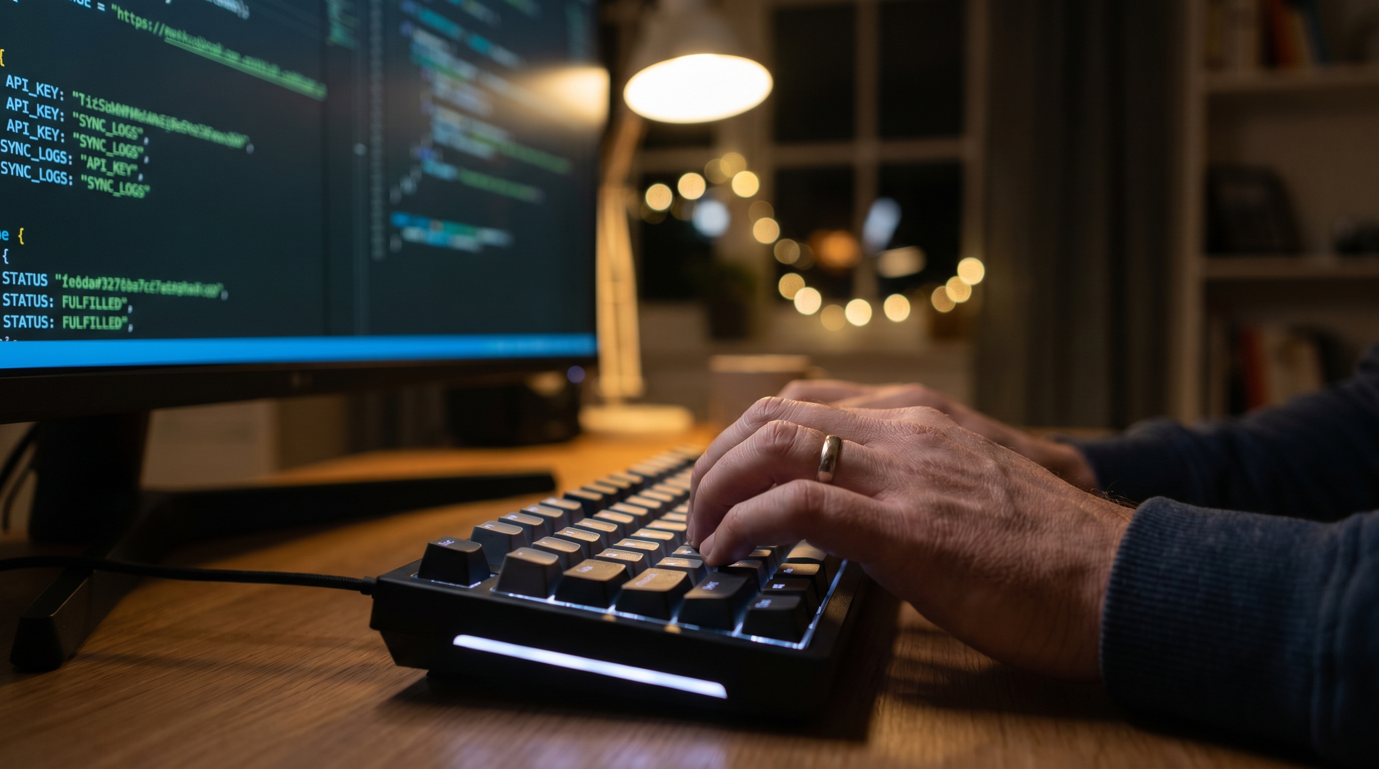 Web developer typing on keyboard setting up e-commerce automation