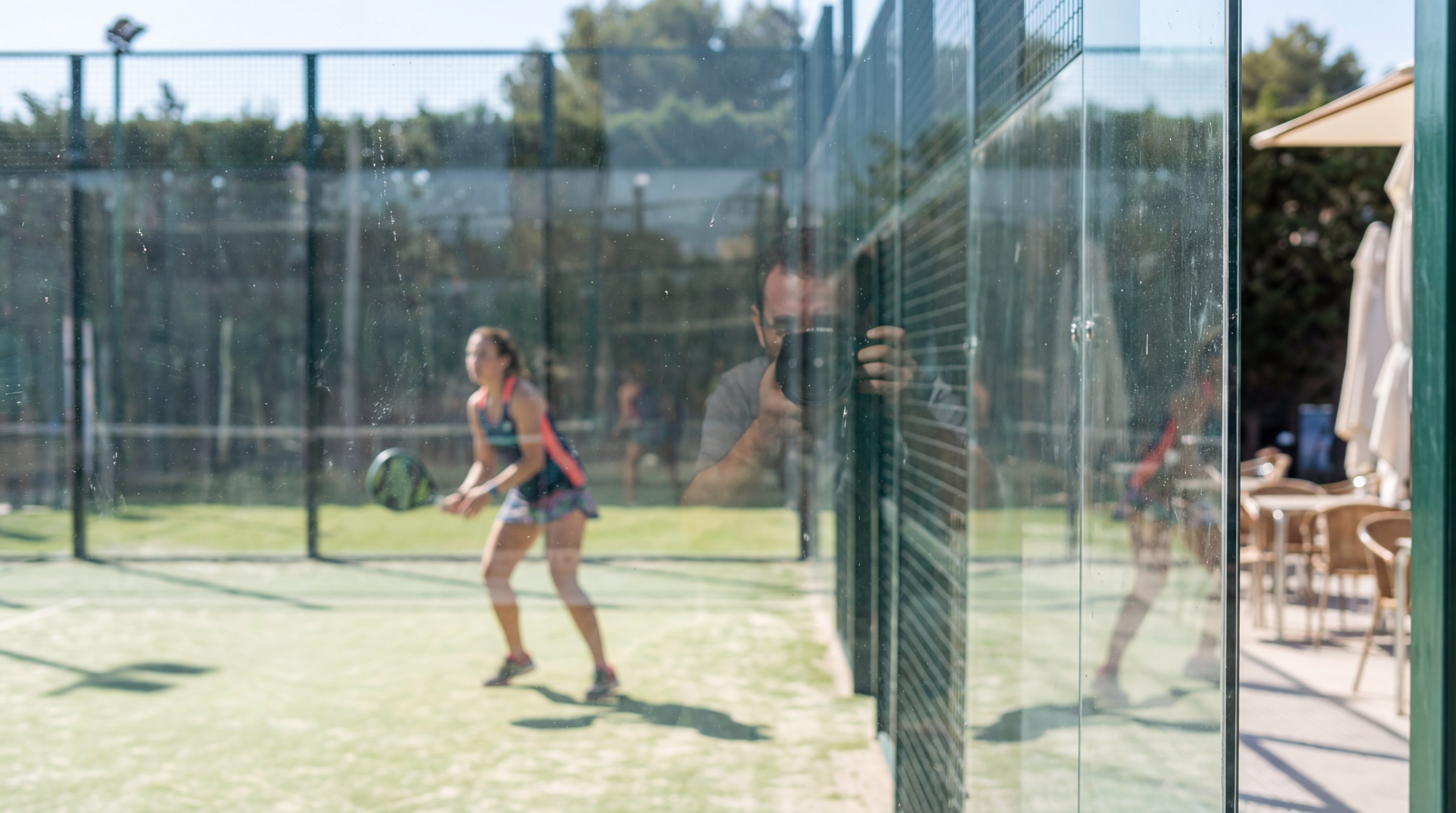 Padel court glass view