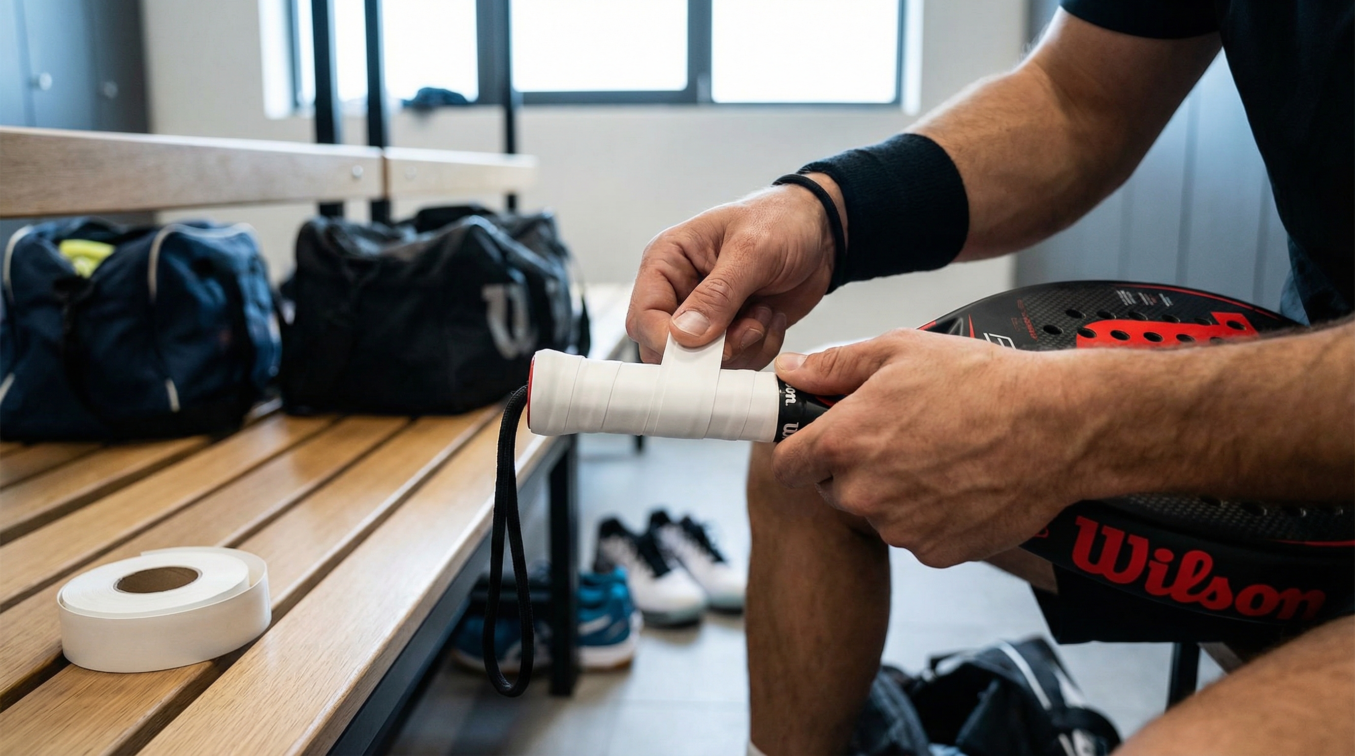 padel racket overgrip application