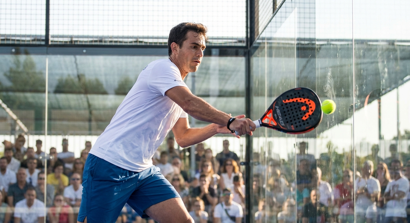 padel player action shot