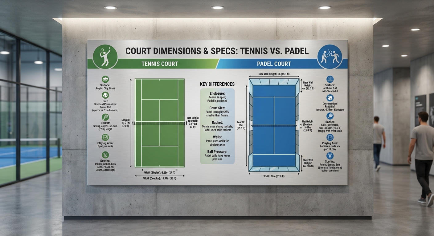tennis padel court comparison infographic index 1