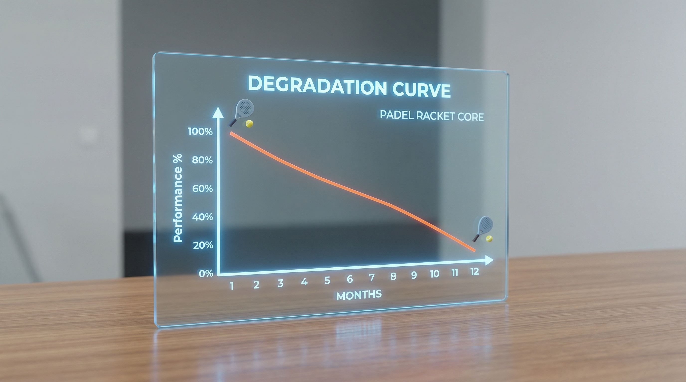 padel racket degradation curve