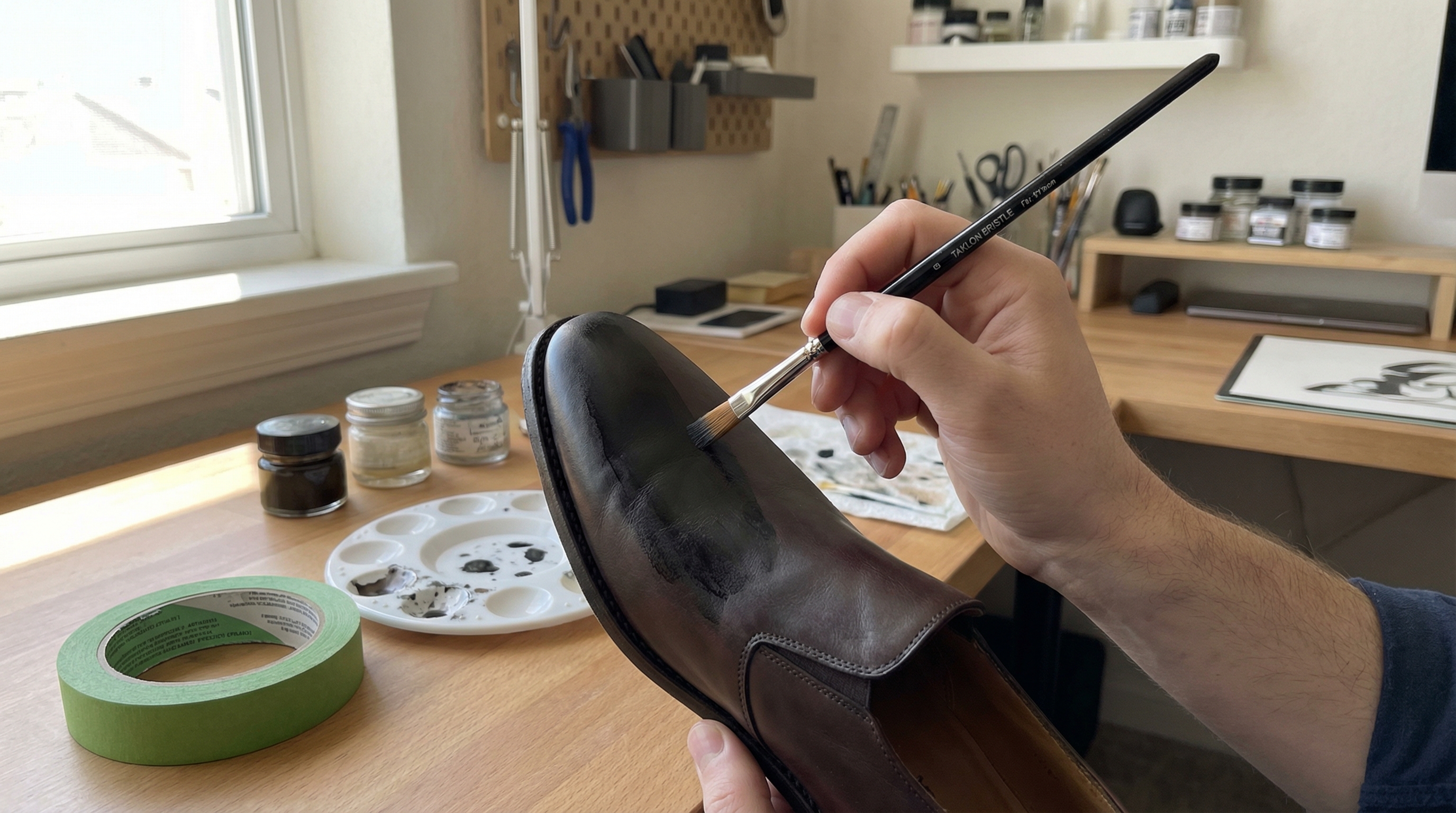 shoe painting studio scene