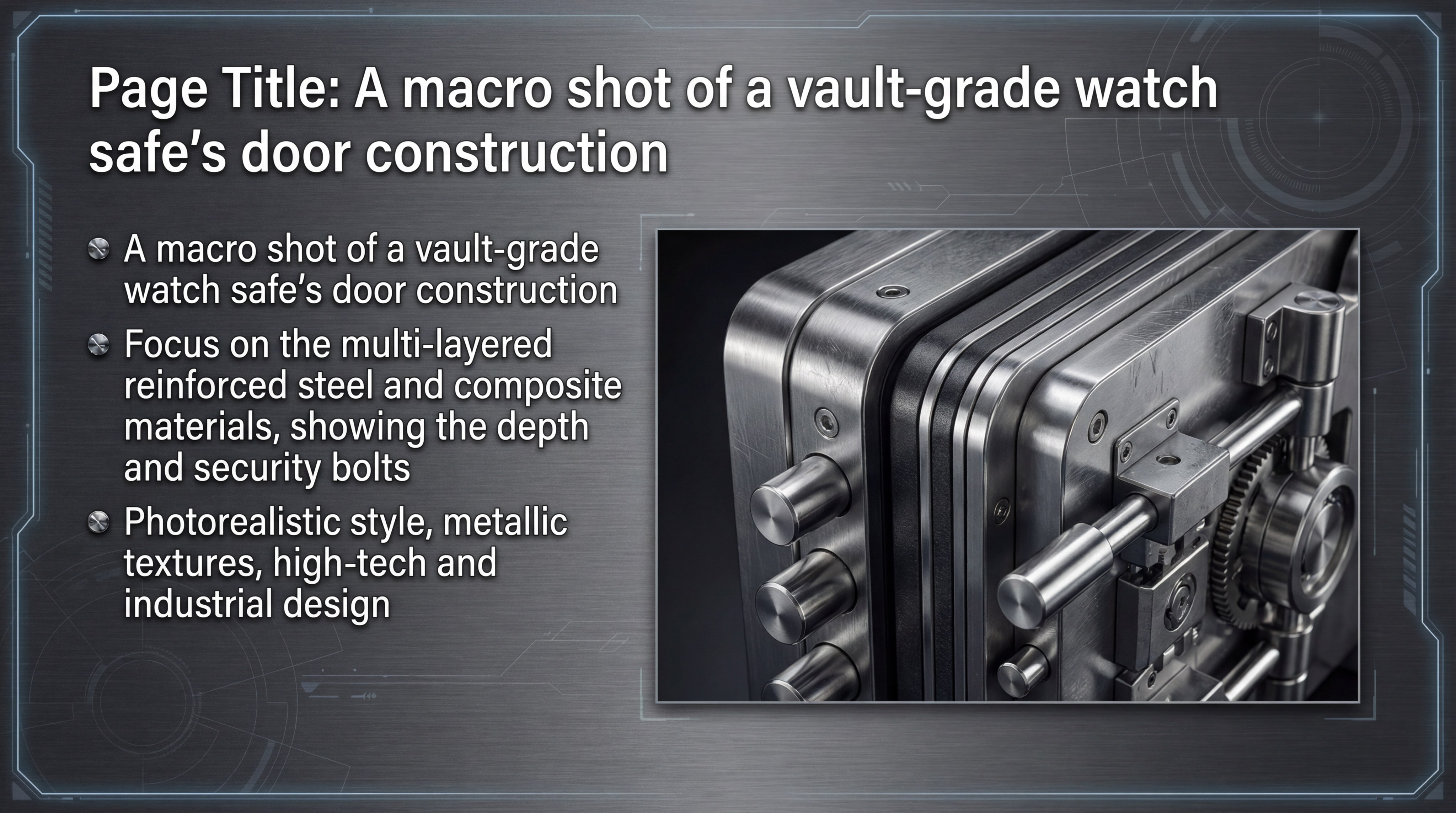 A macro shot of a vault-grade watch safe's door construction