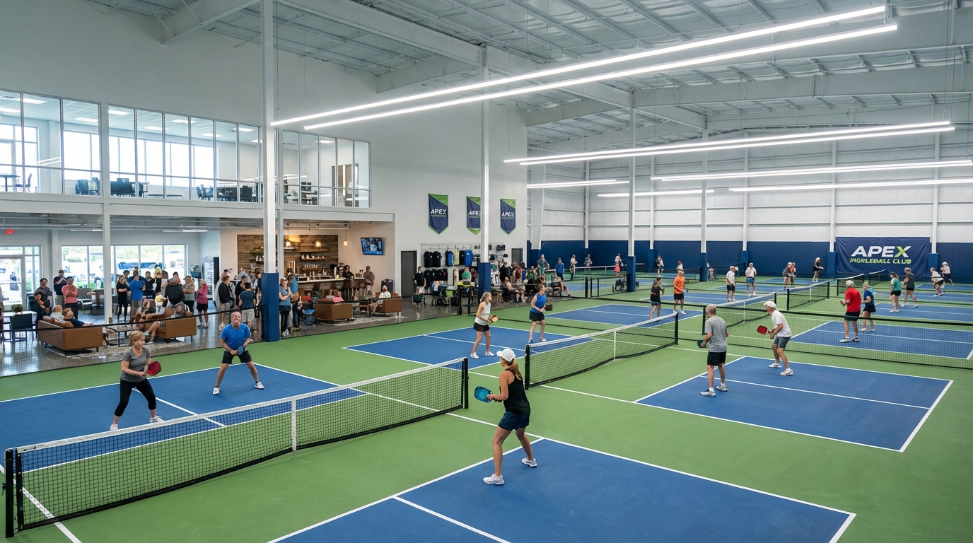 premium indoor pickleball facility interior