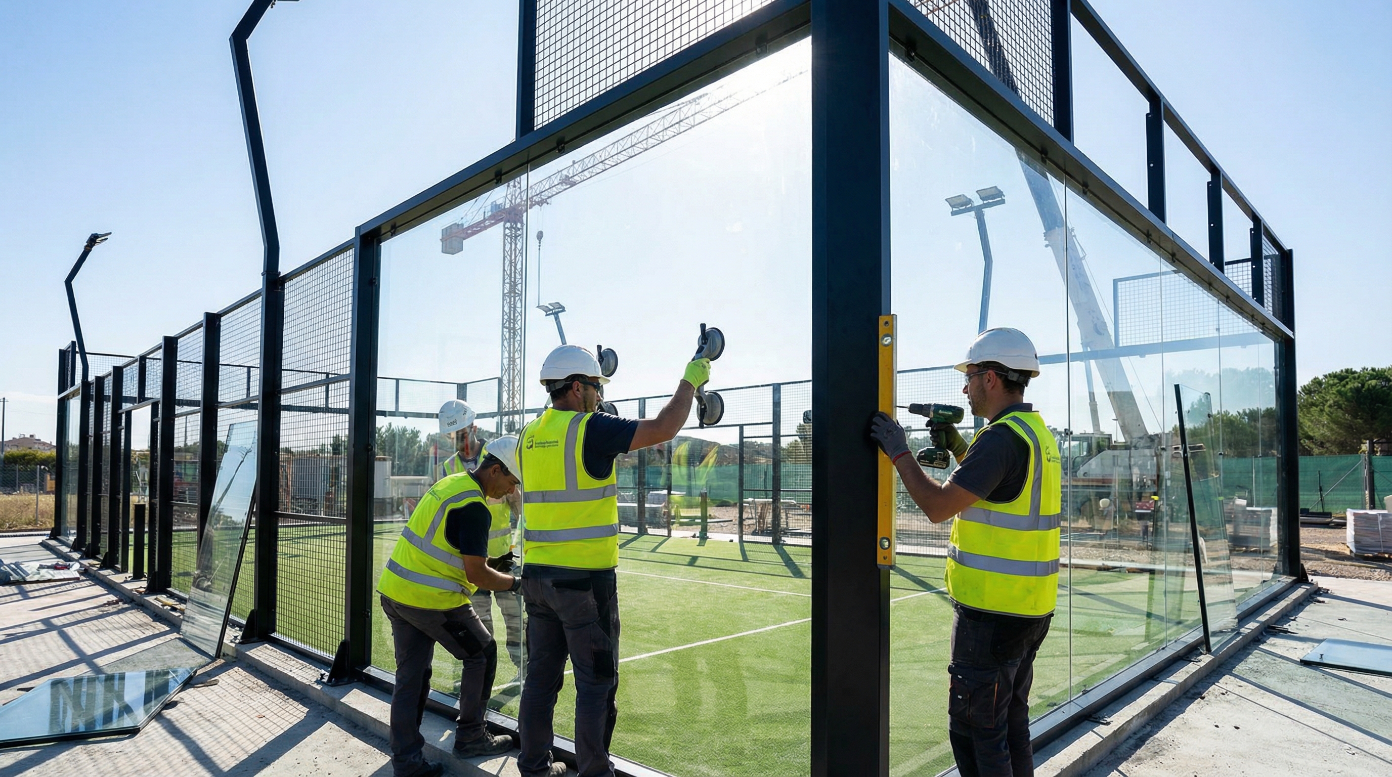 padel court glass installation