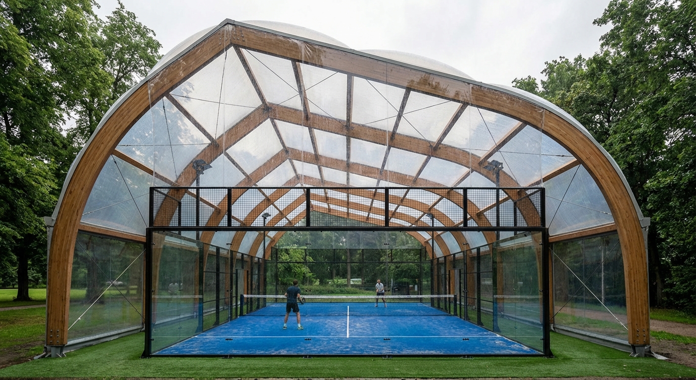 modern padel court canopy structure