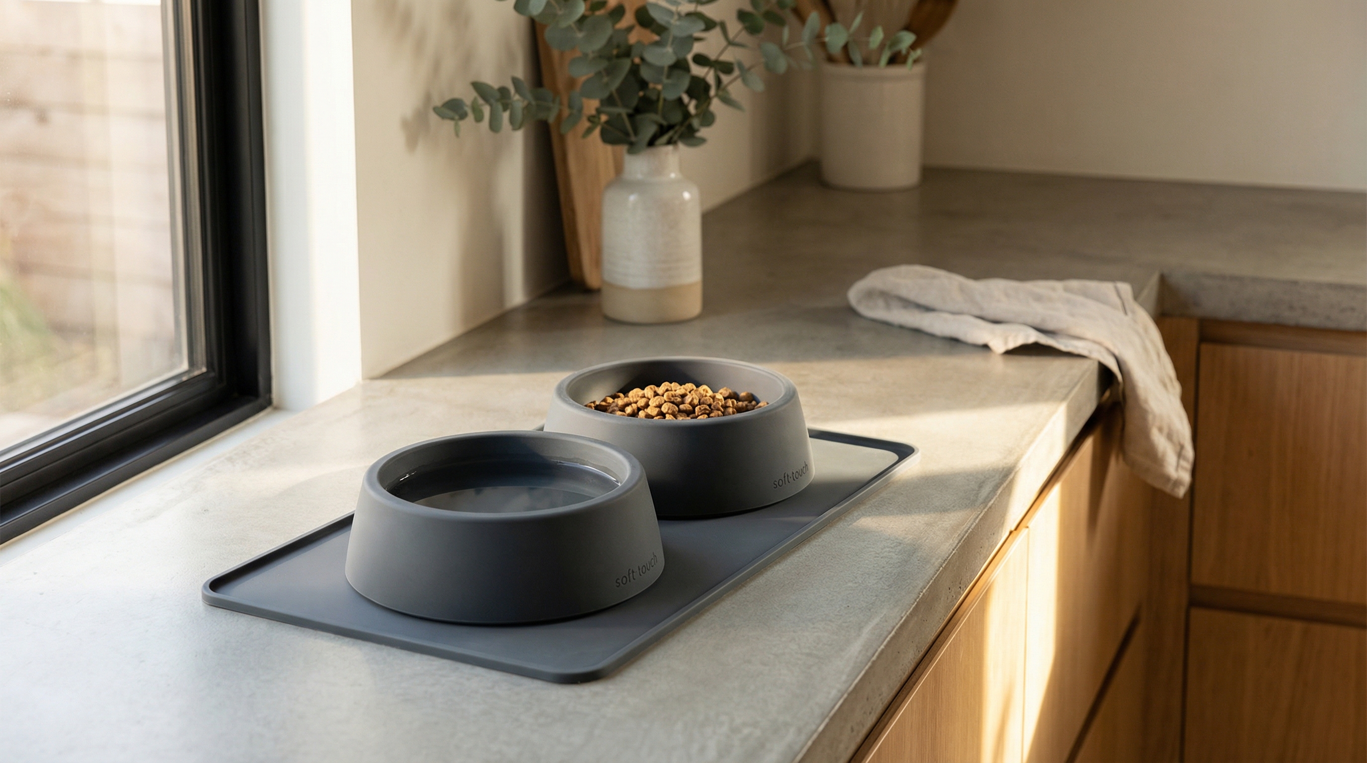 Premium silicone dog bowl in modern kitchen
