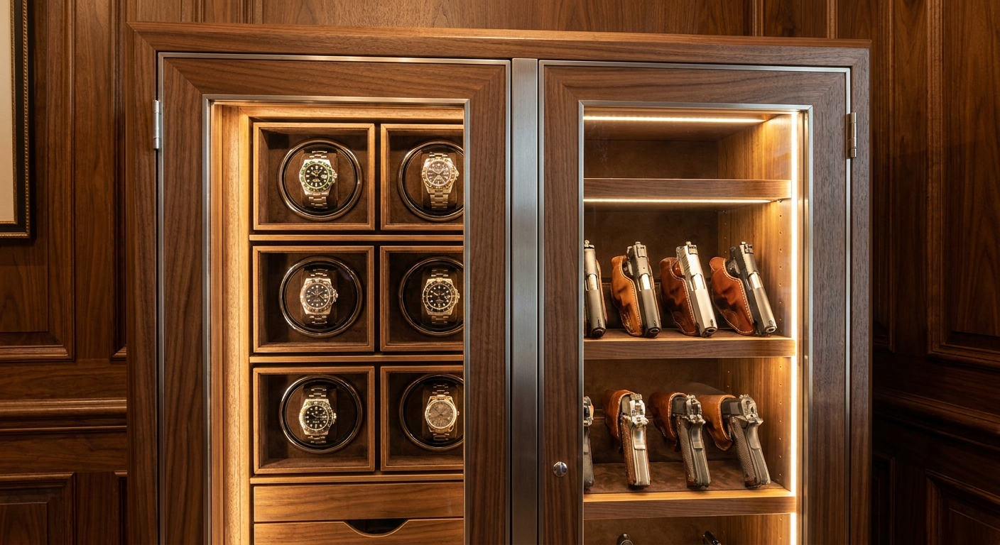 Luxury gun safe with watch winder