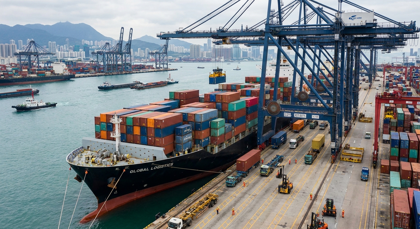 port cargo shipping scene