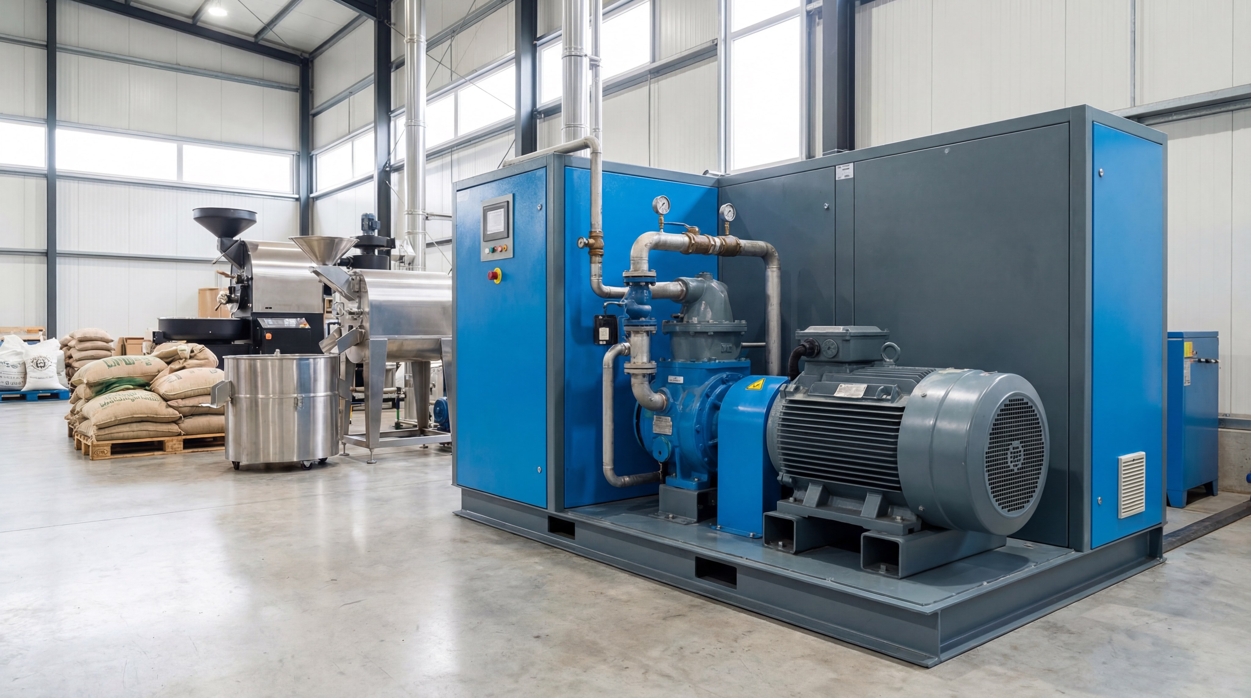 Technician performing packaging machine maintenance on a vertical form fill seal system