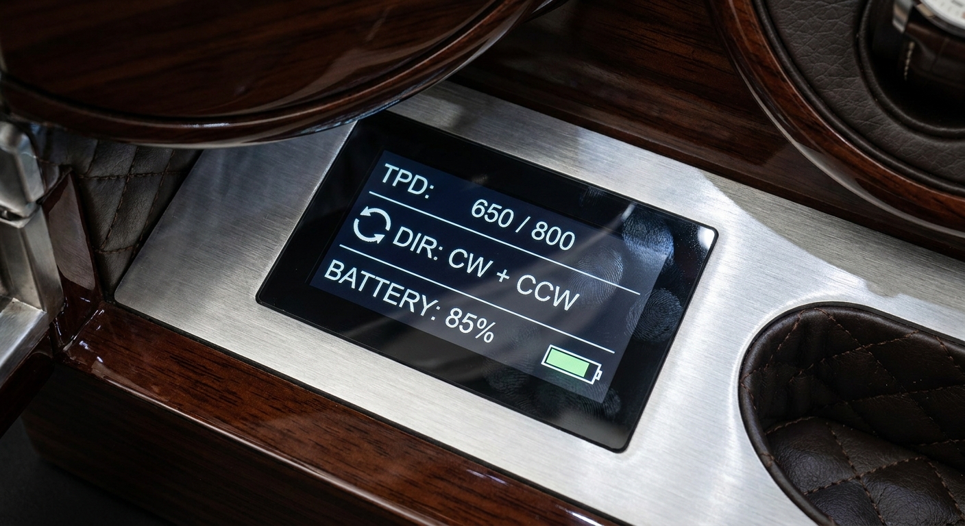 Watch safe LCD control panel displaying TPD settings