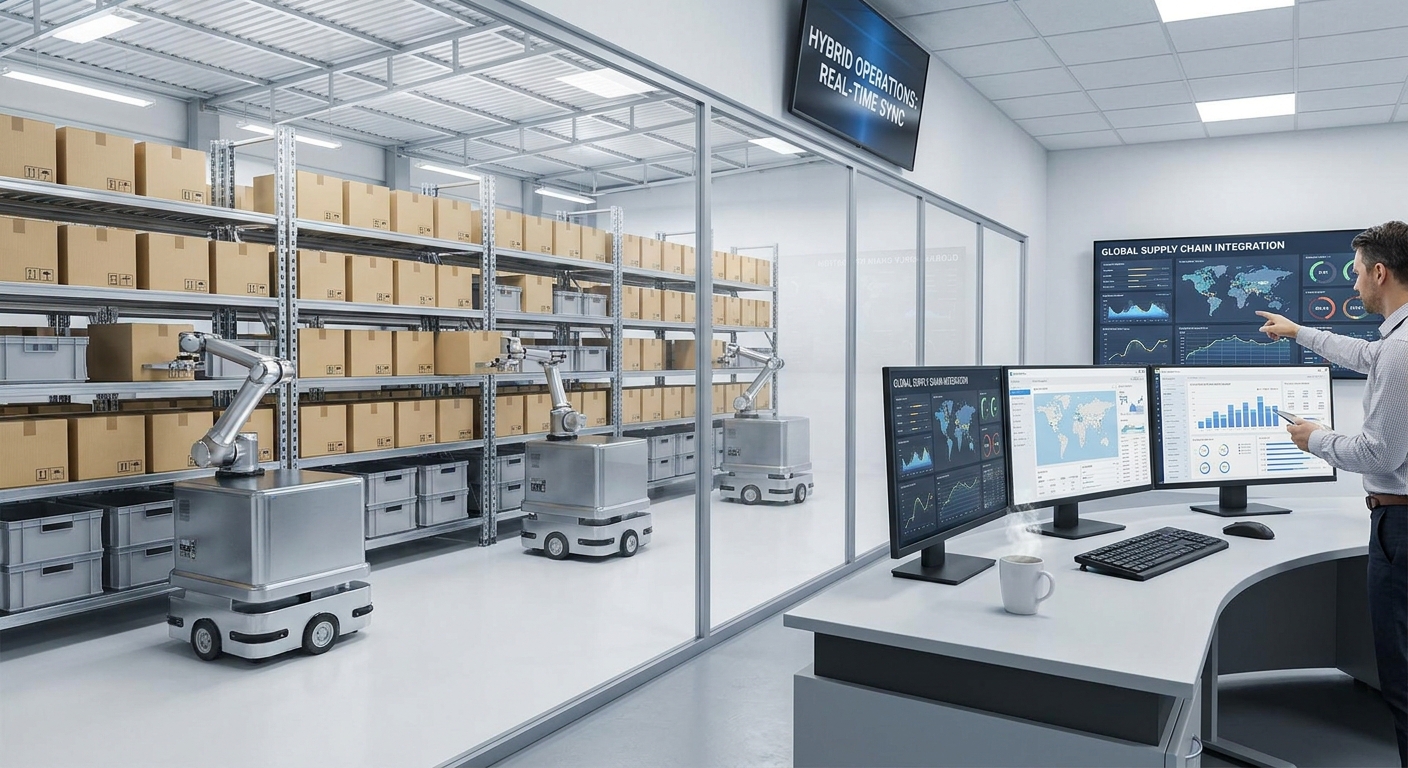 Smart Logistics Facility with Autonomous Robots and Modern Office Management