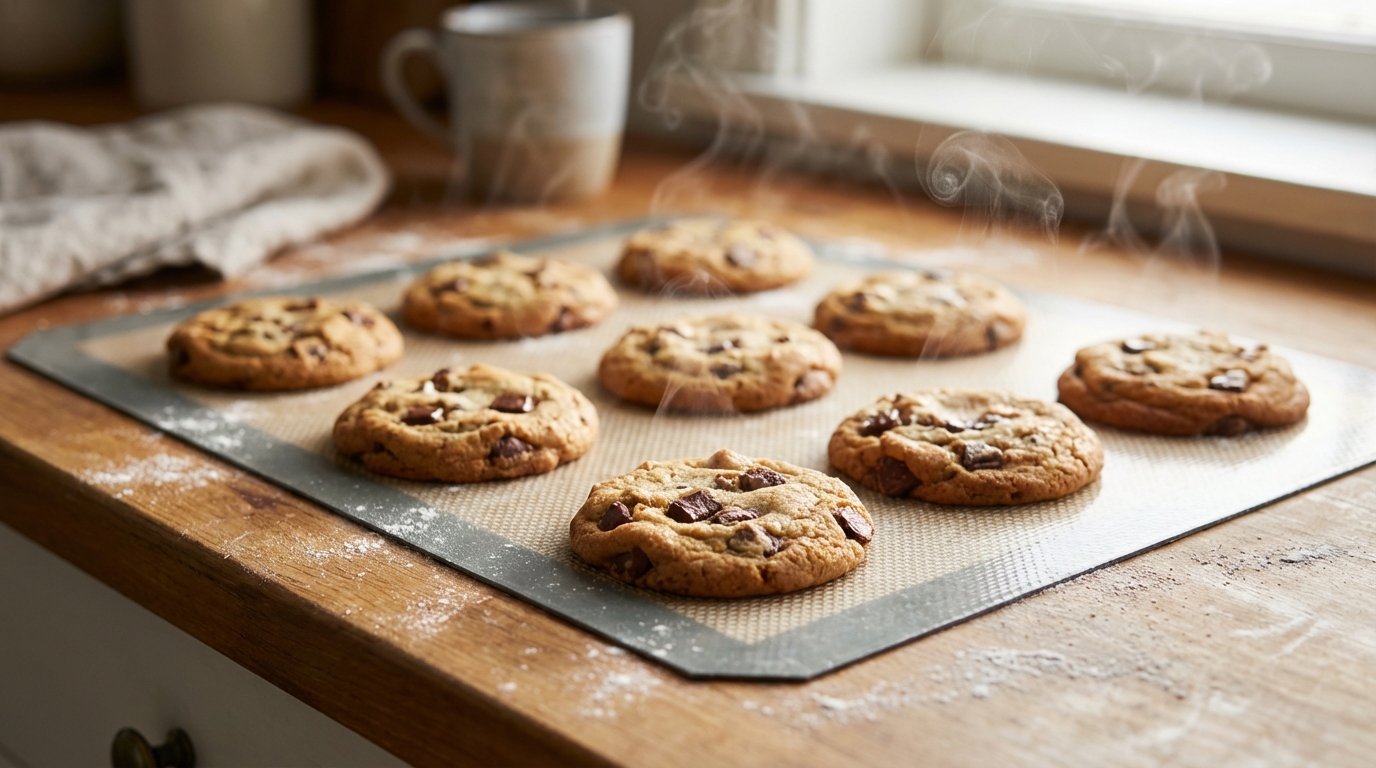 cookies cooling on silicone mat
