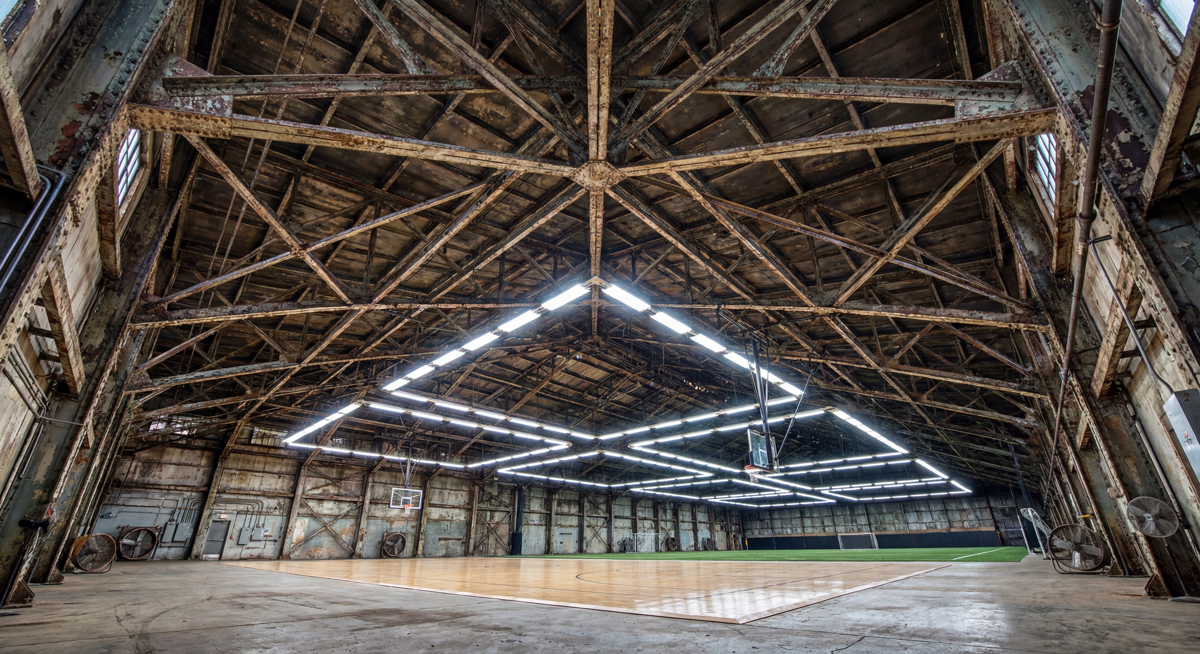 historic hangar led sports lighting