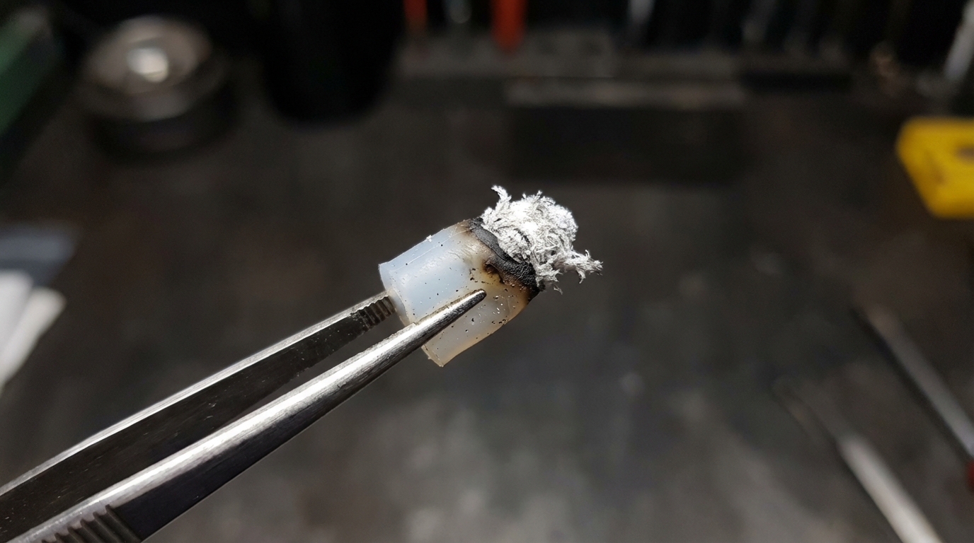 burn test silicone closeup