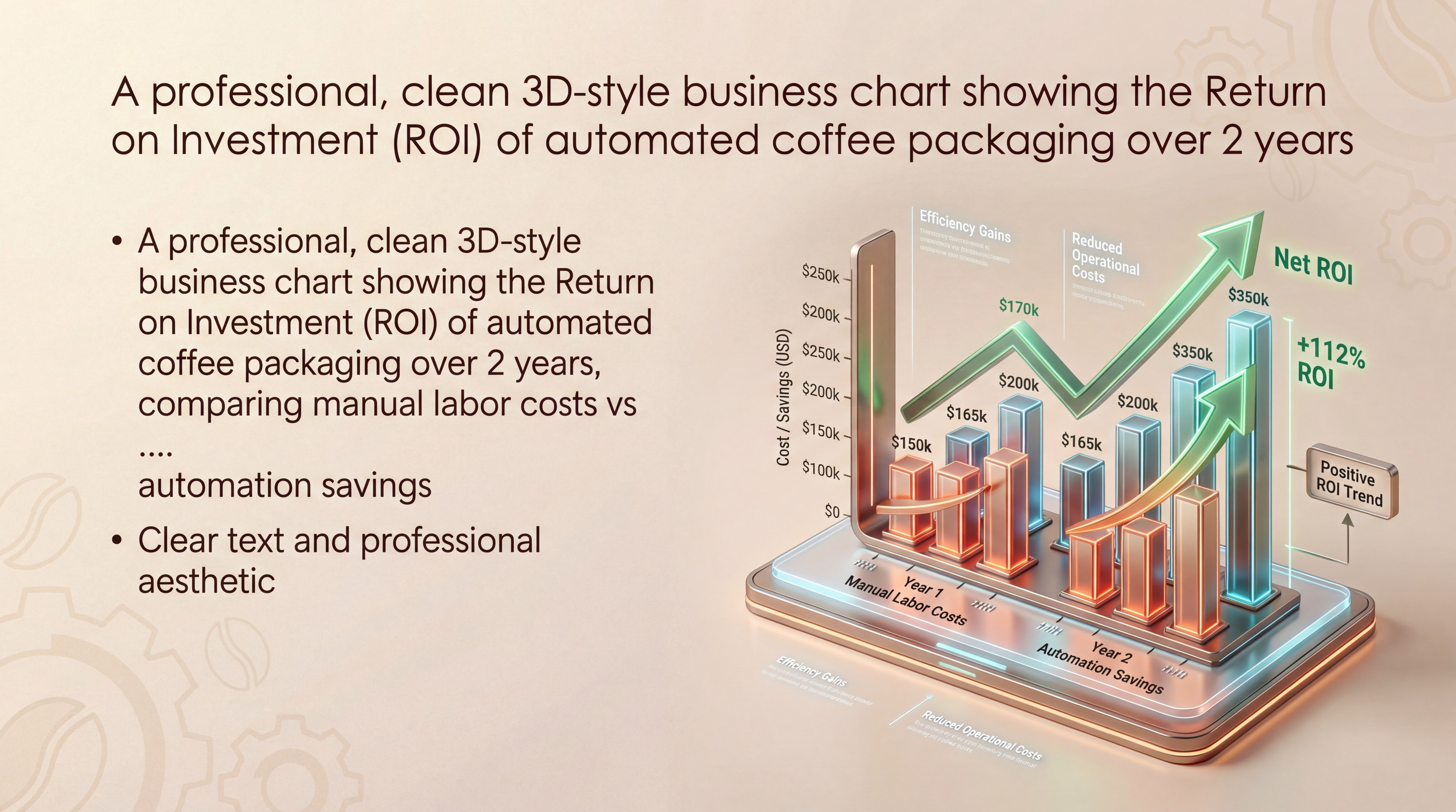 3D-style business chart showing the Return on Investment (ROI)