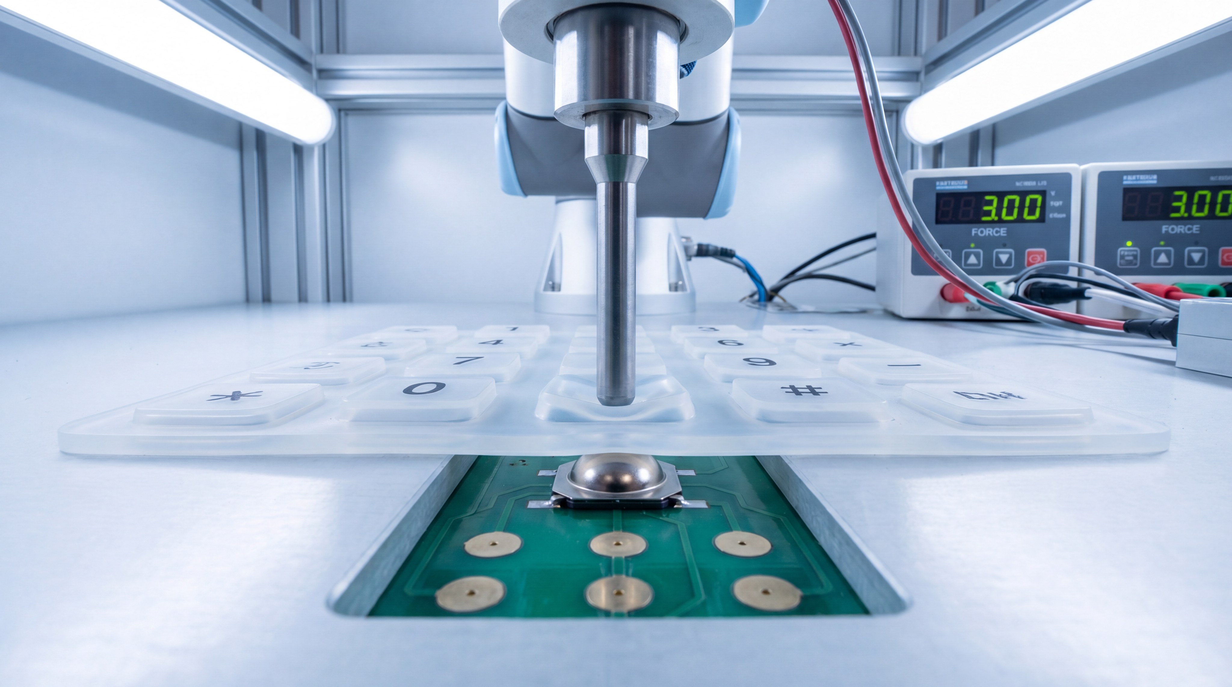 Automated durability testing on a white silicone keypad