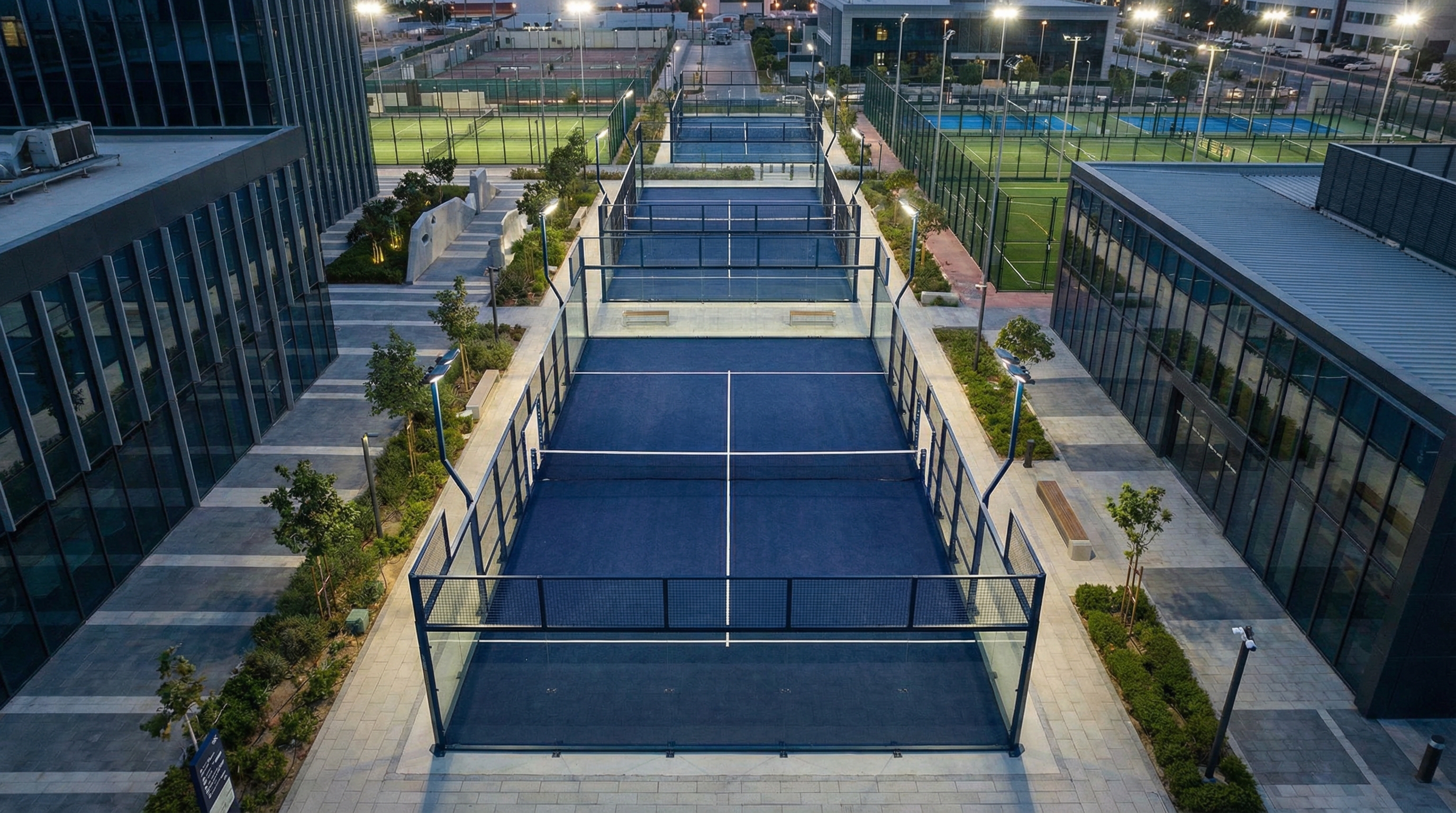 padel court urban architectural render