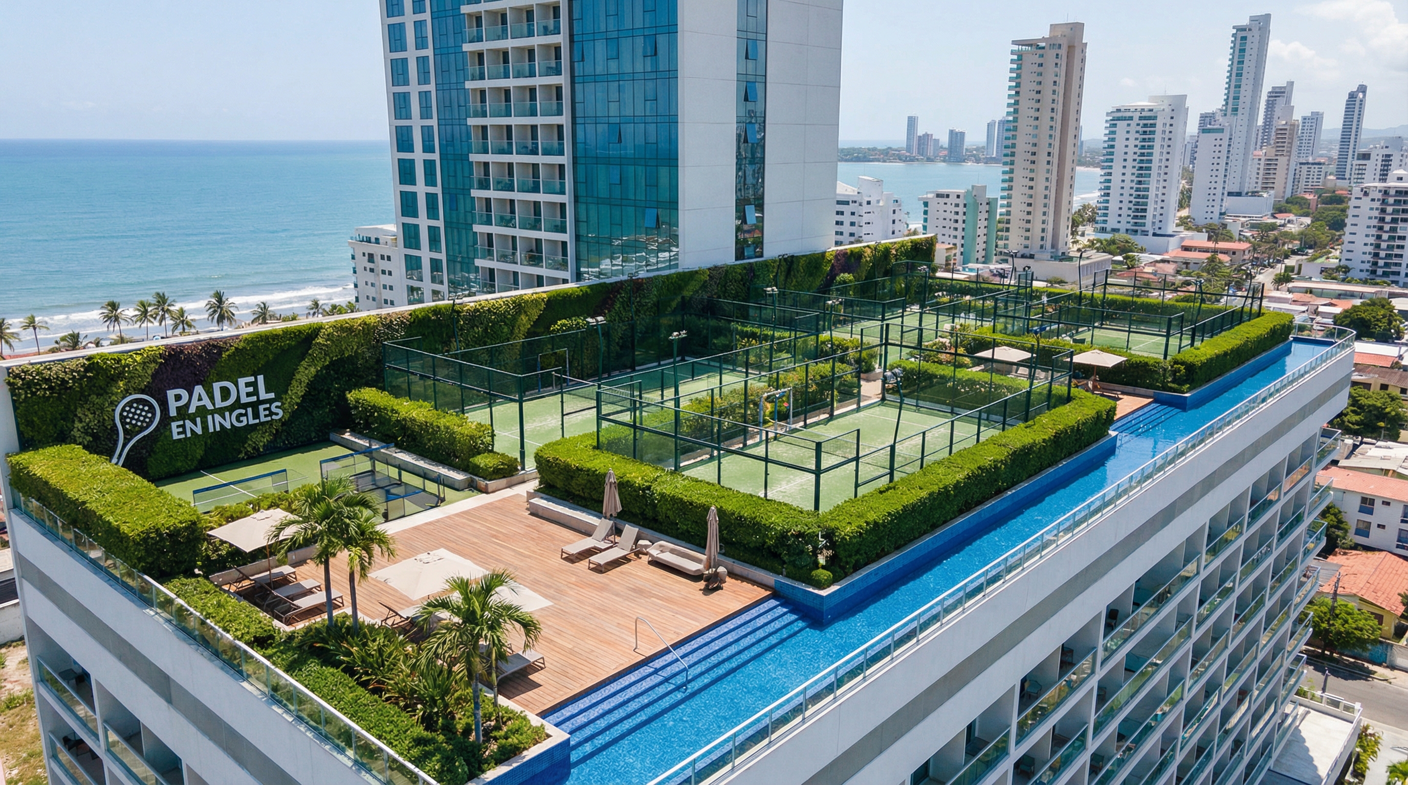 luxury padel courts aerial visualization