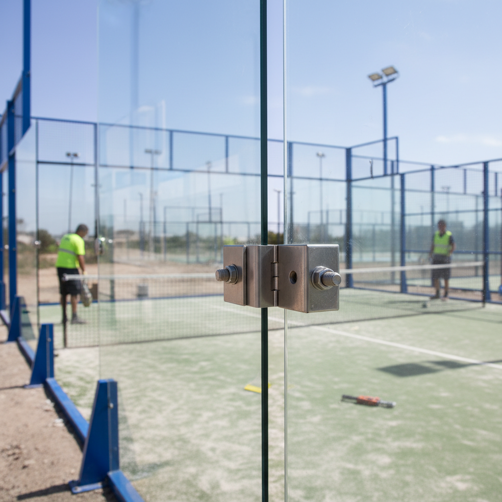 Padel court glass installation