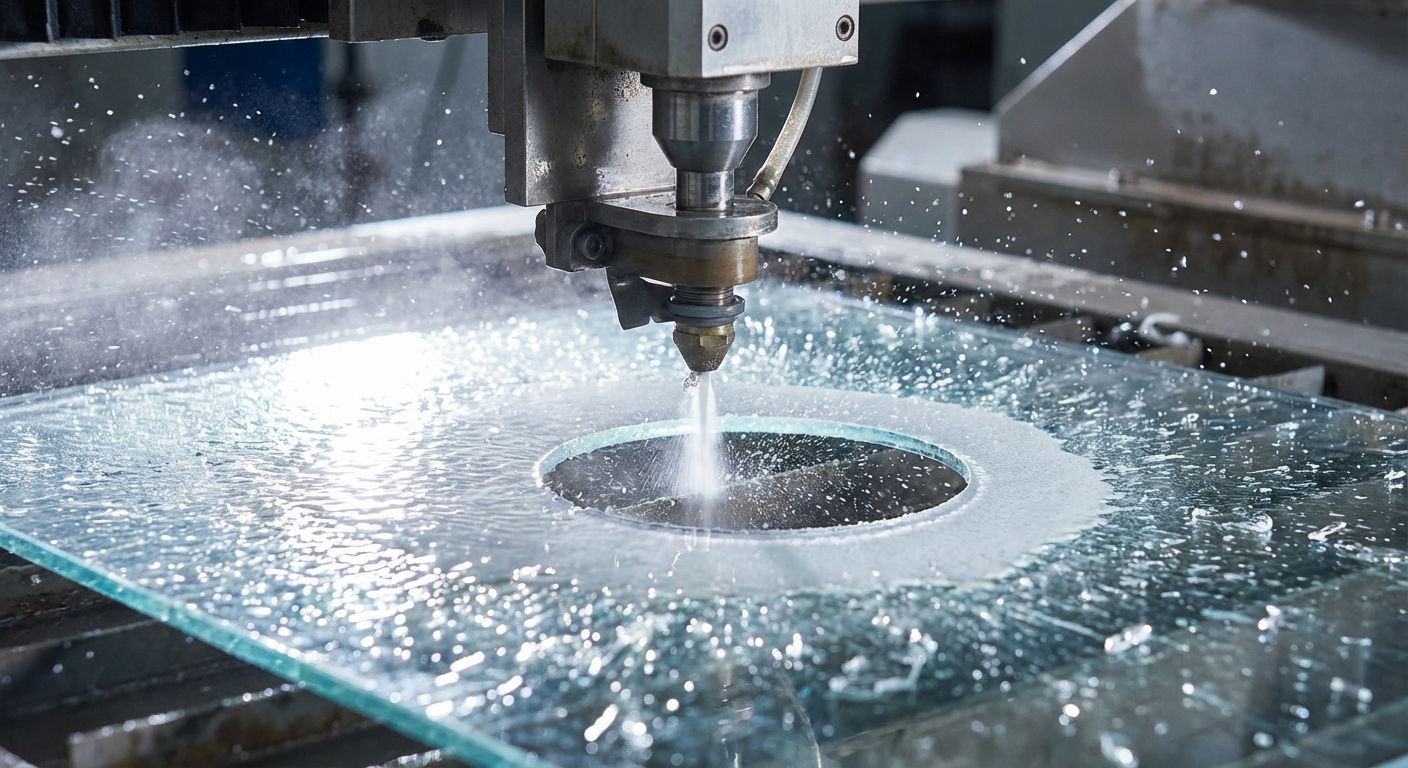 cnc waterjet glass drilling