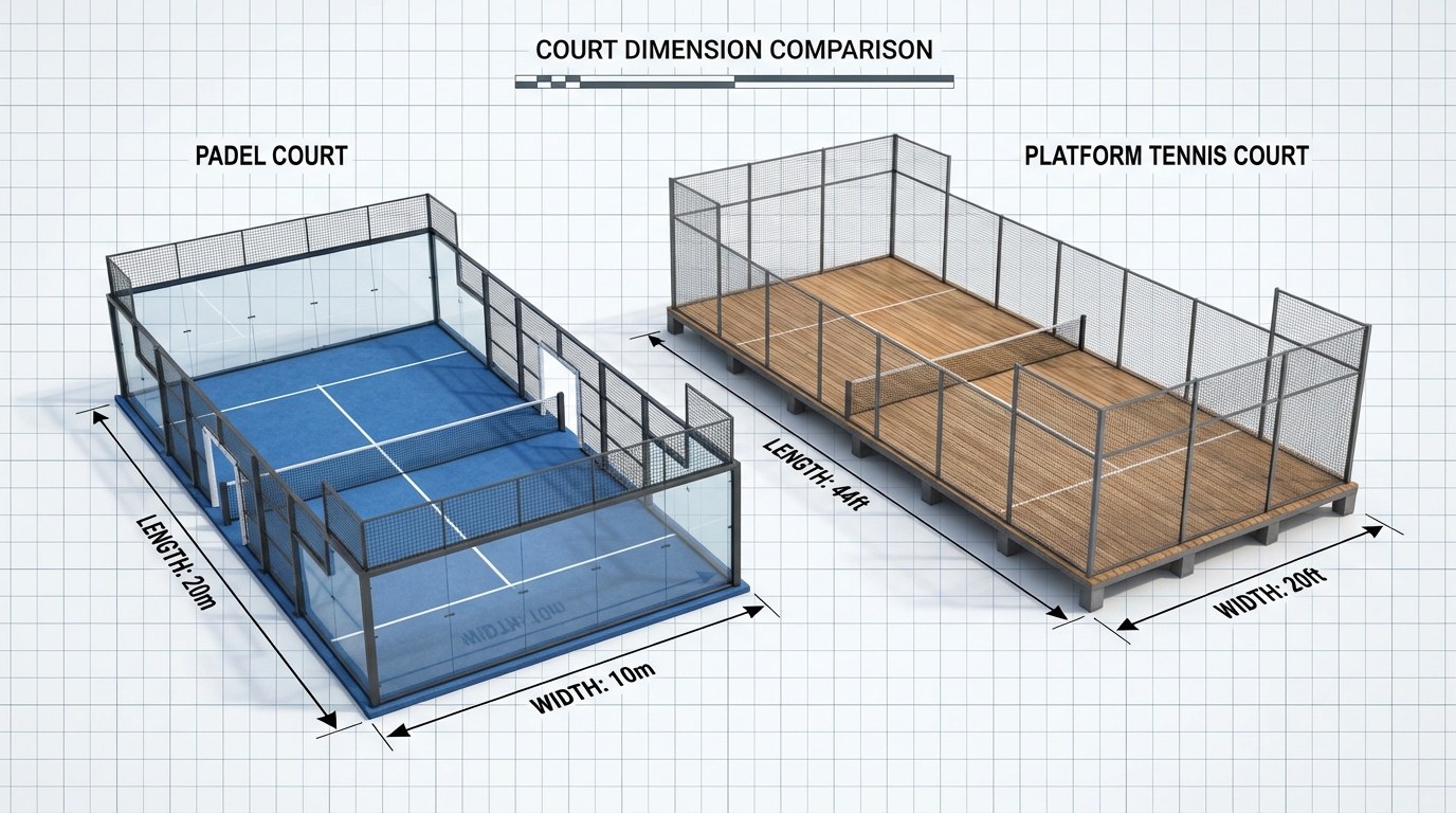 padel vs platform tennis court dimensions