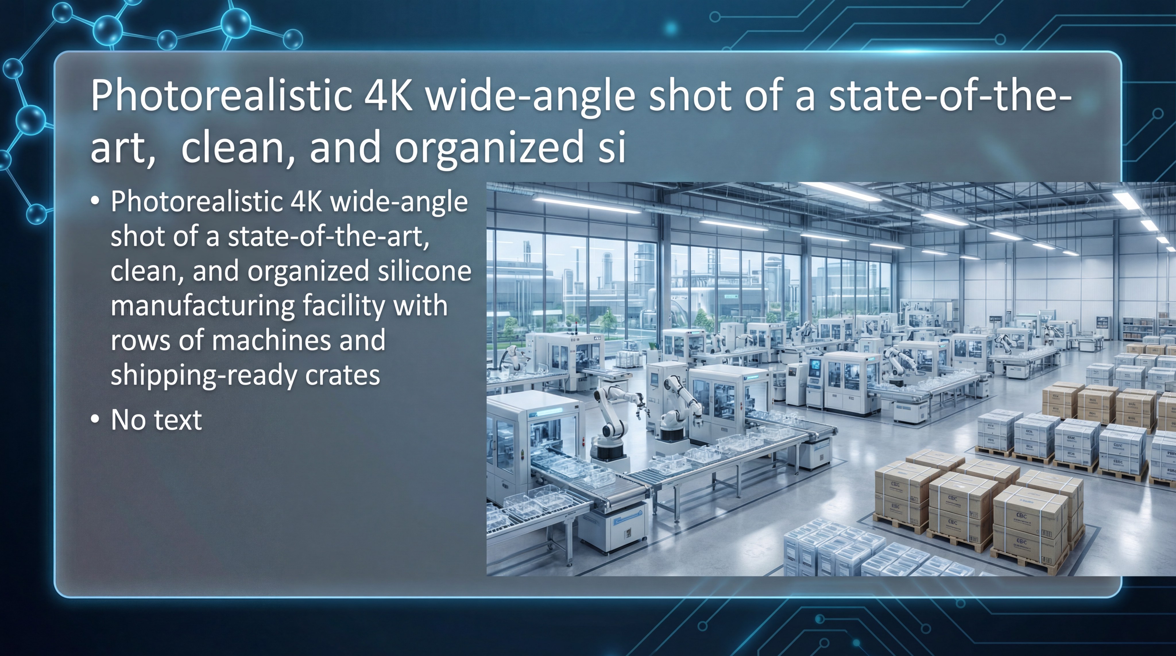 Organized silicone manufacturing facility with shipping crates