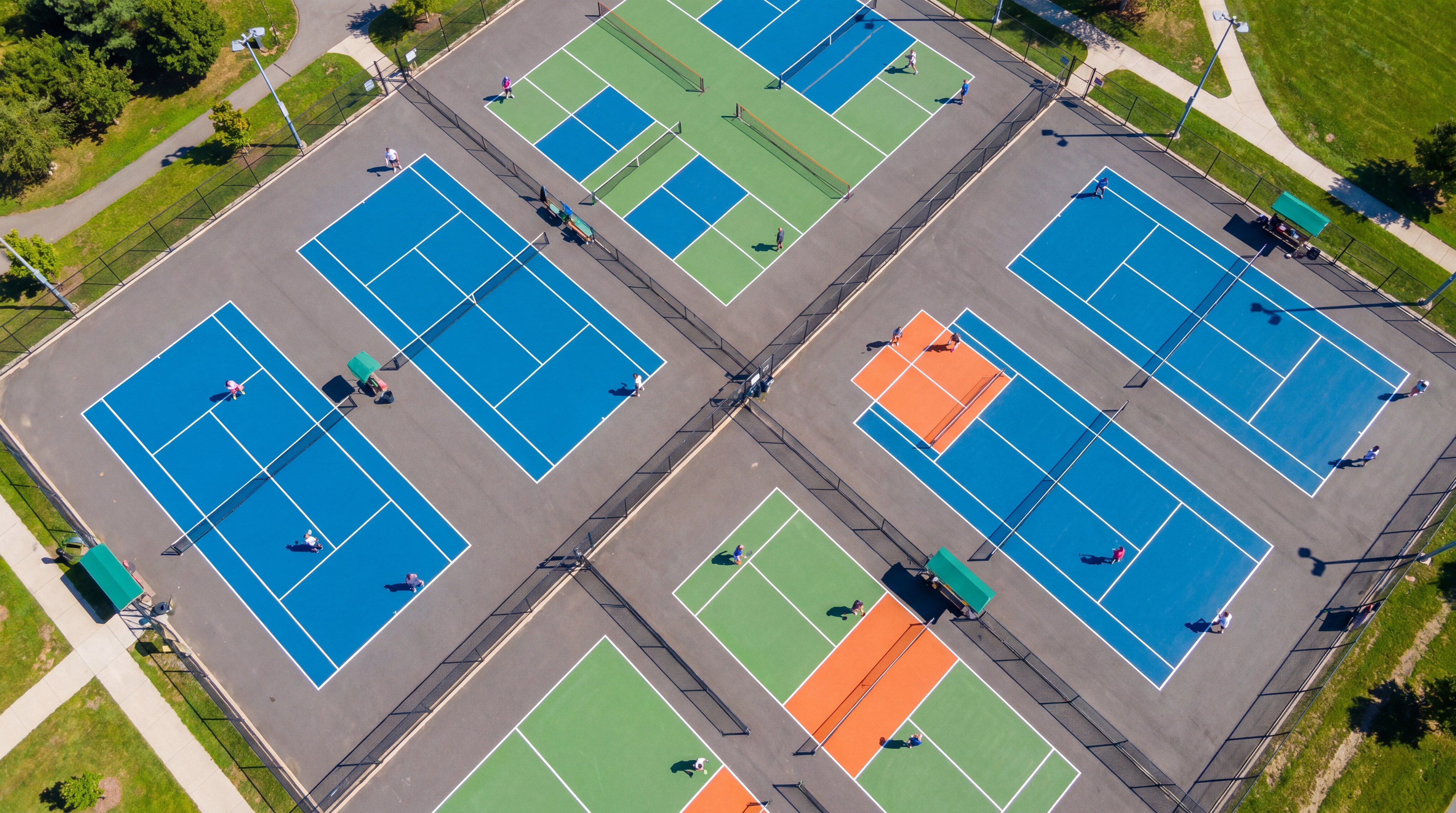 racket sports court drone view
