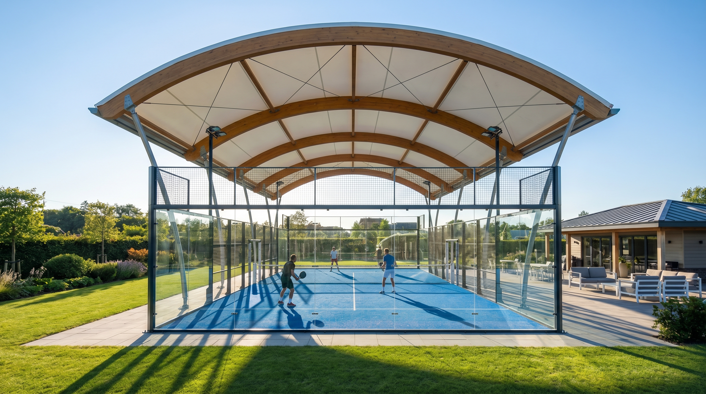 modern padel court canopy