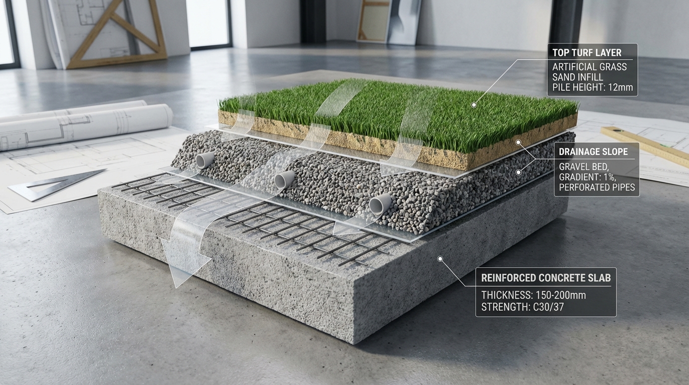 padel court foundation cross section