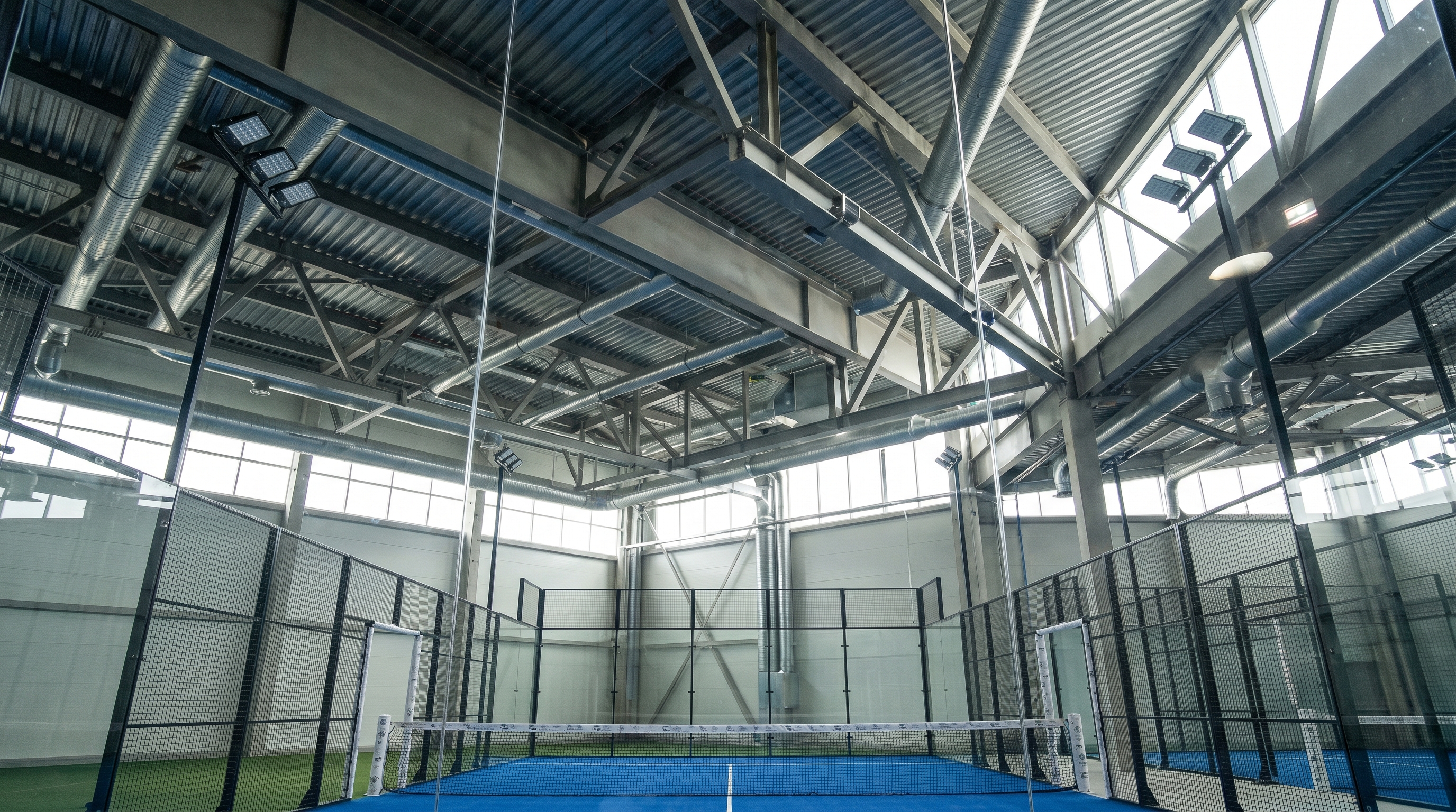 Indoor padel field ceiling and vertical clearance