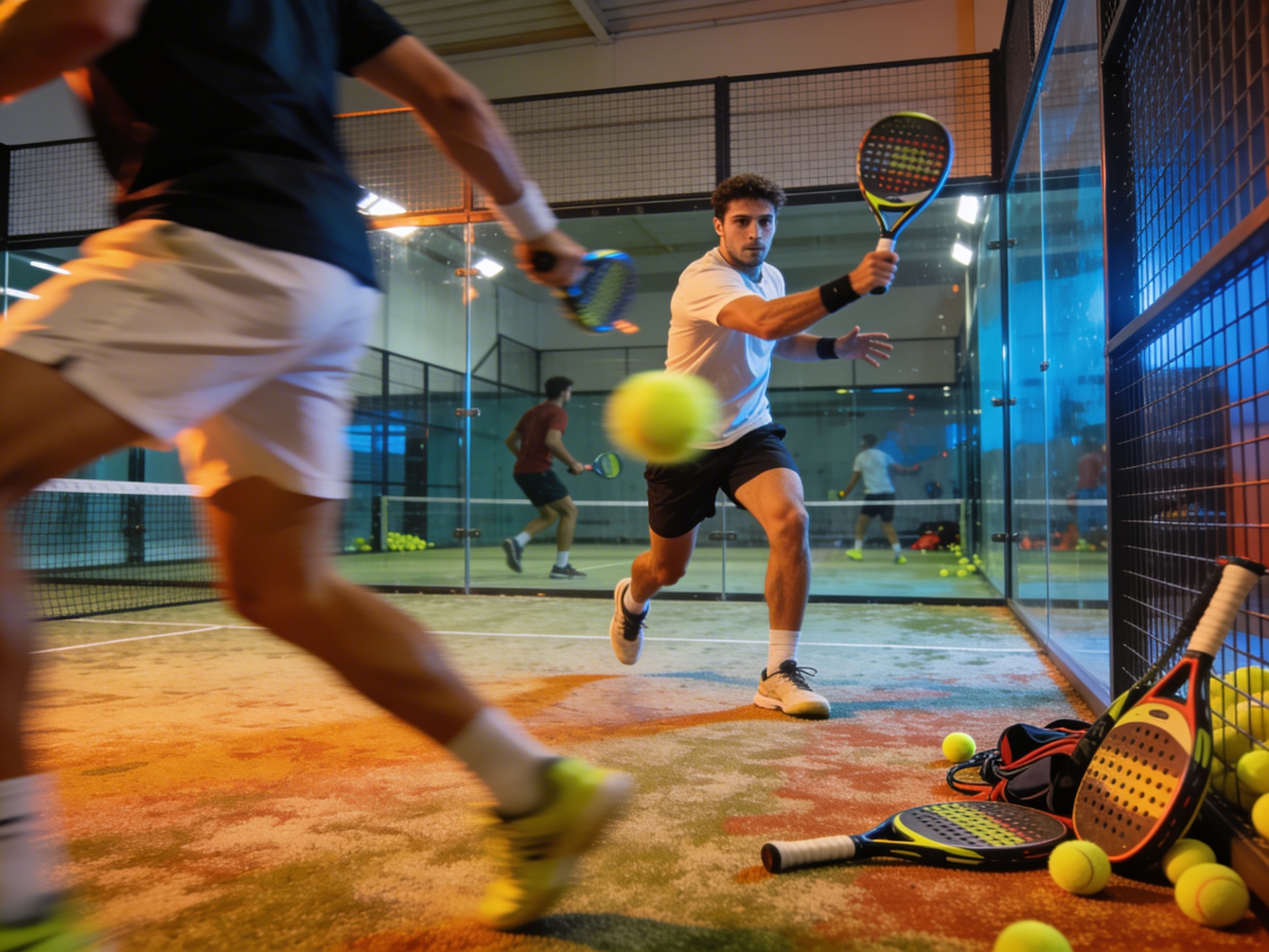 Indoor padel court sports photography