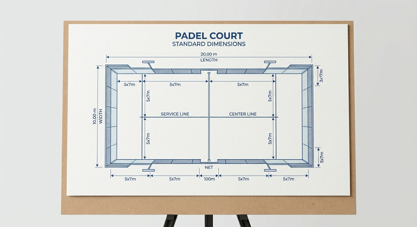 padel court dimensions diagram