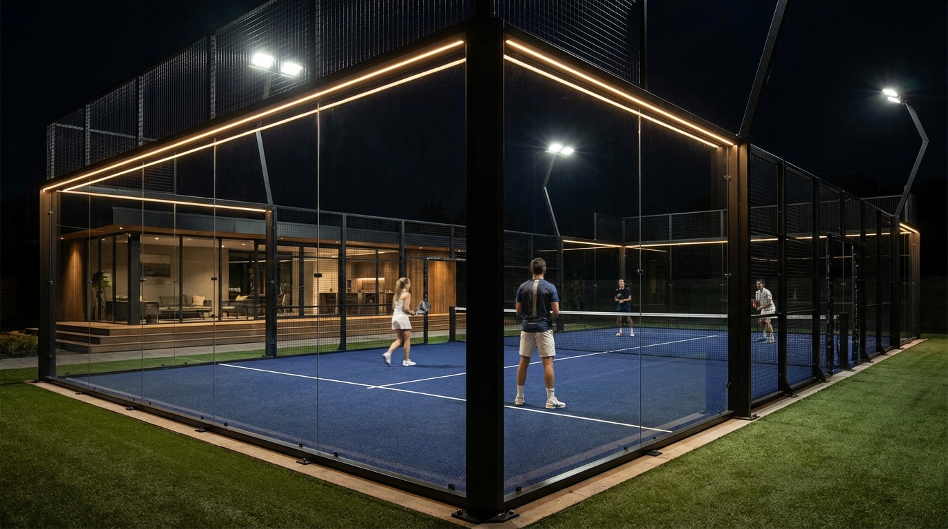 premium padel court night lighting