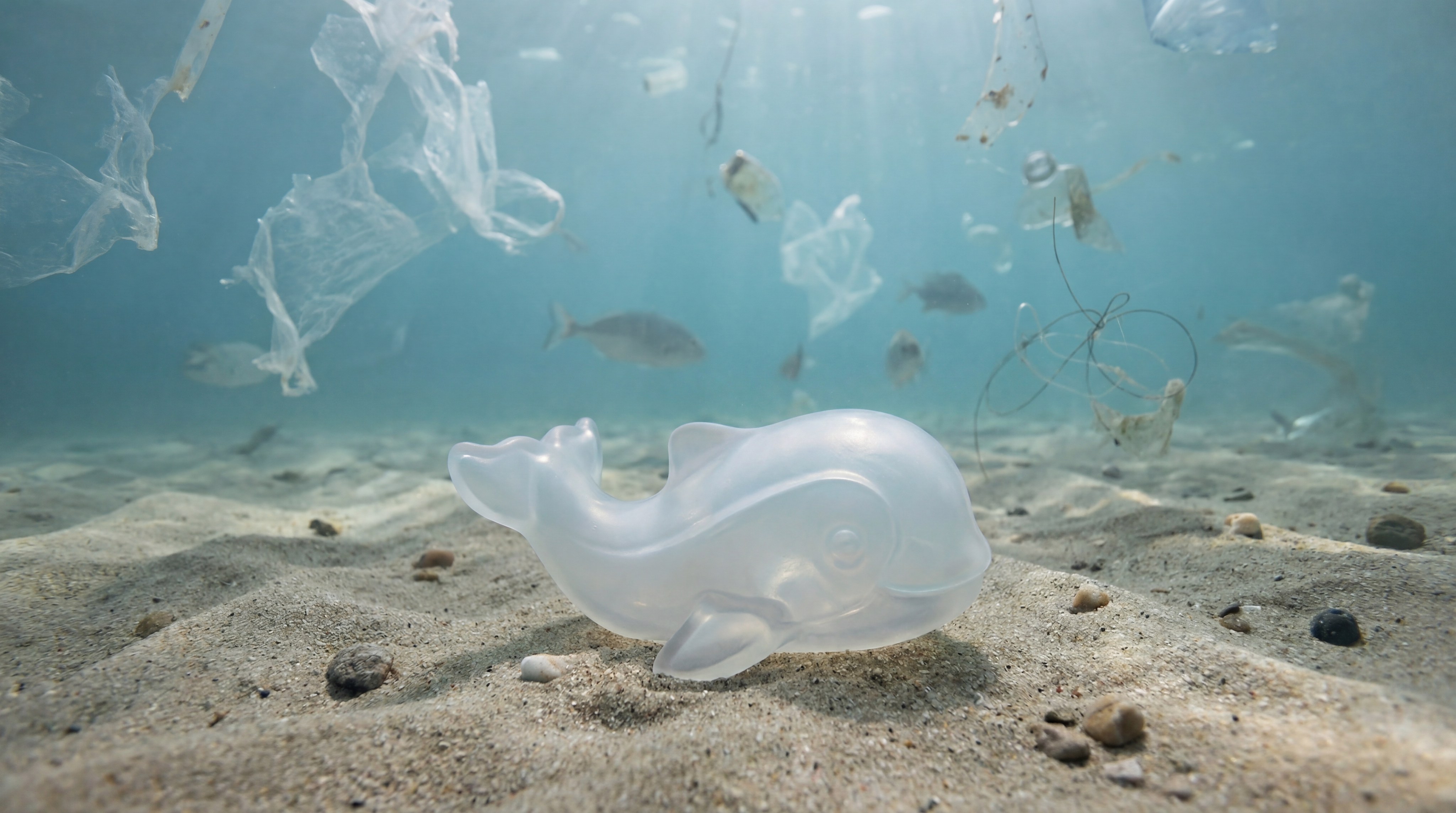 Underwater silicone plastic pollution contrast