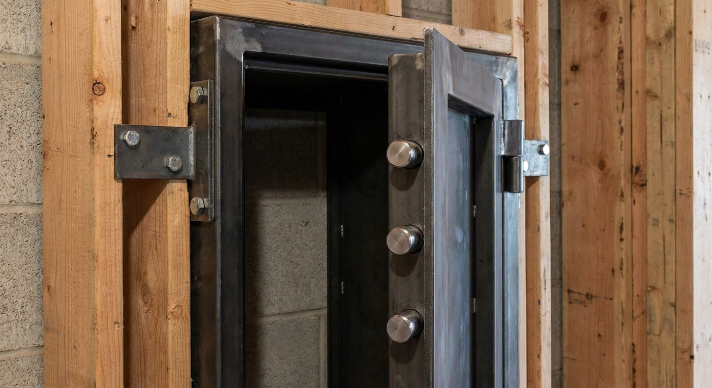 Heavy duty steel wall safe frame installation process