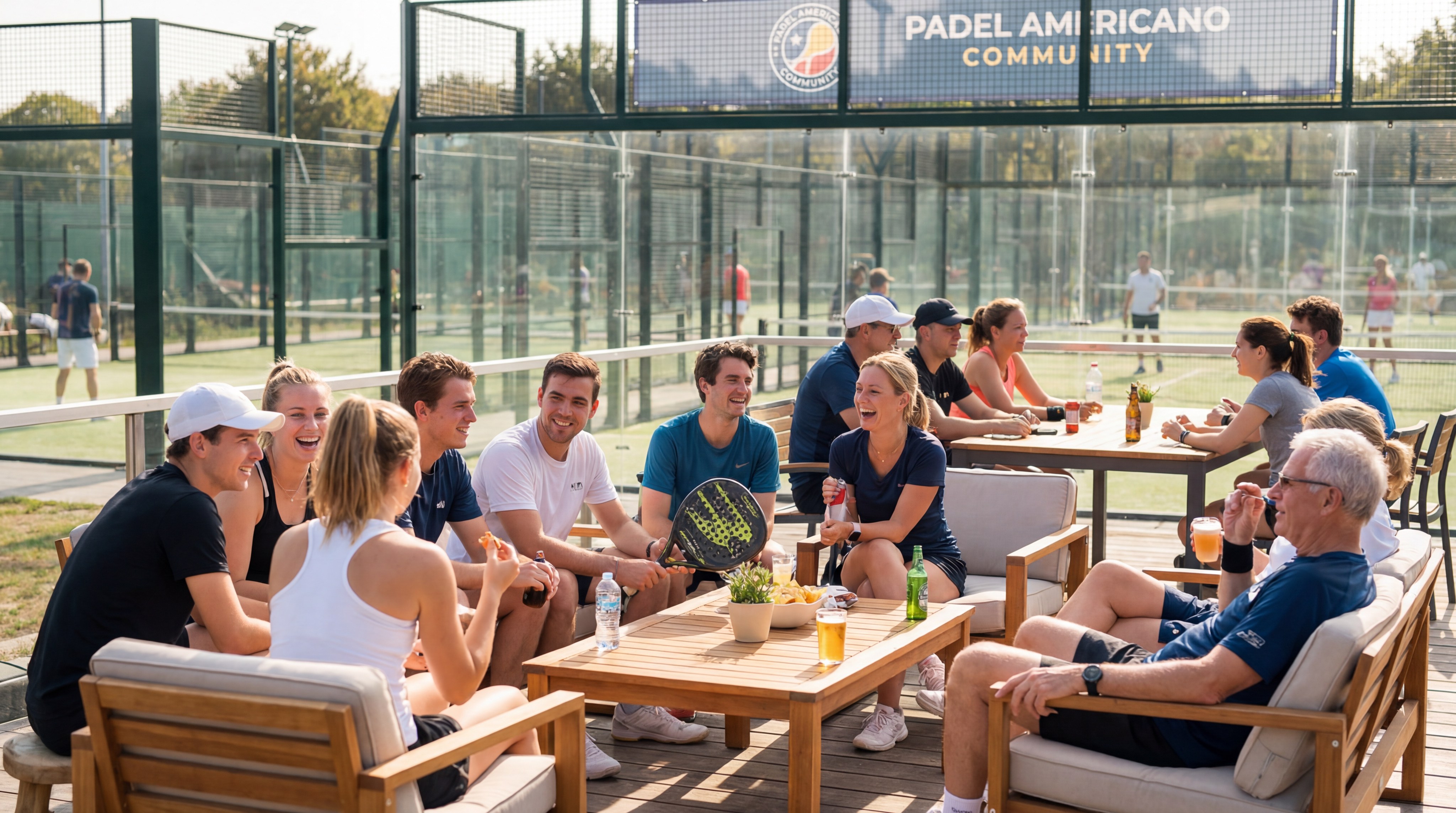padel community gathering scene